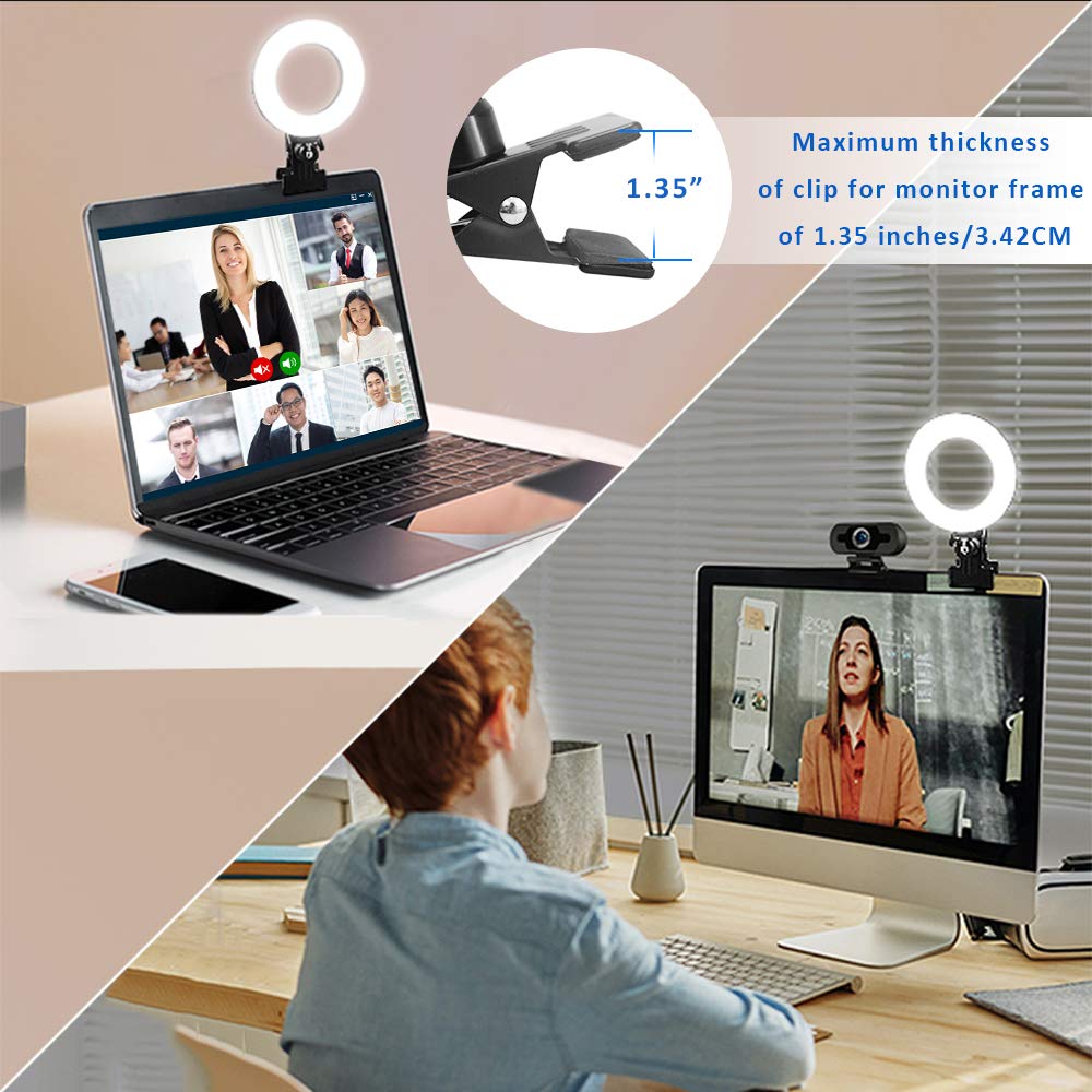 Cyezcor Video Conference Lighting Kit, LT-05 Ring Light for Zoom, Clip-On for Monitors, Ideal for Remote Work and Live Streaming
