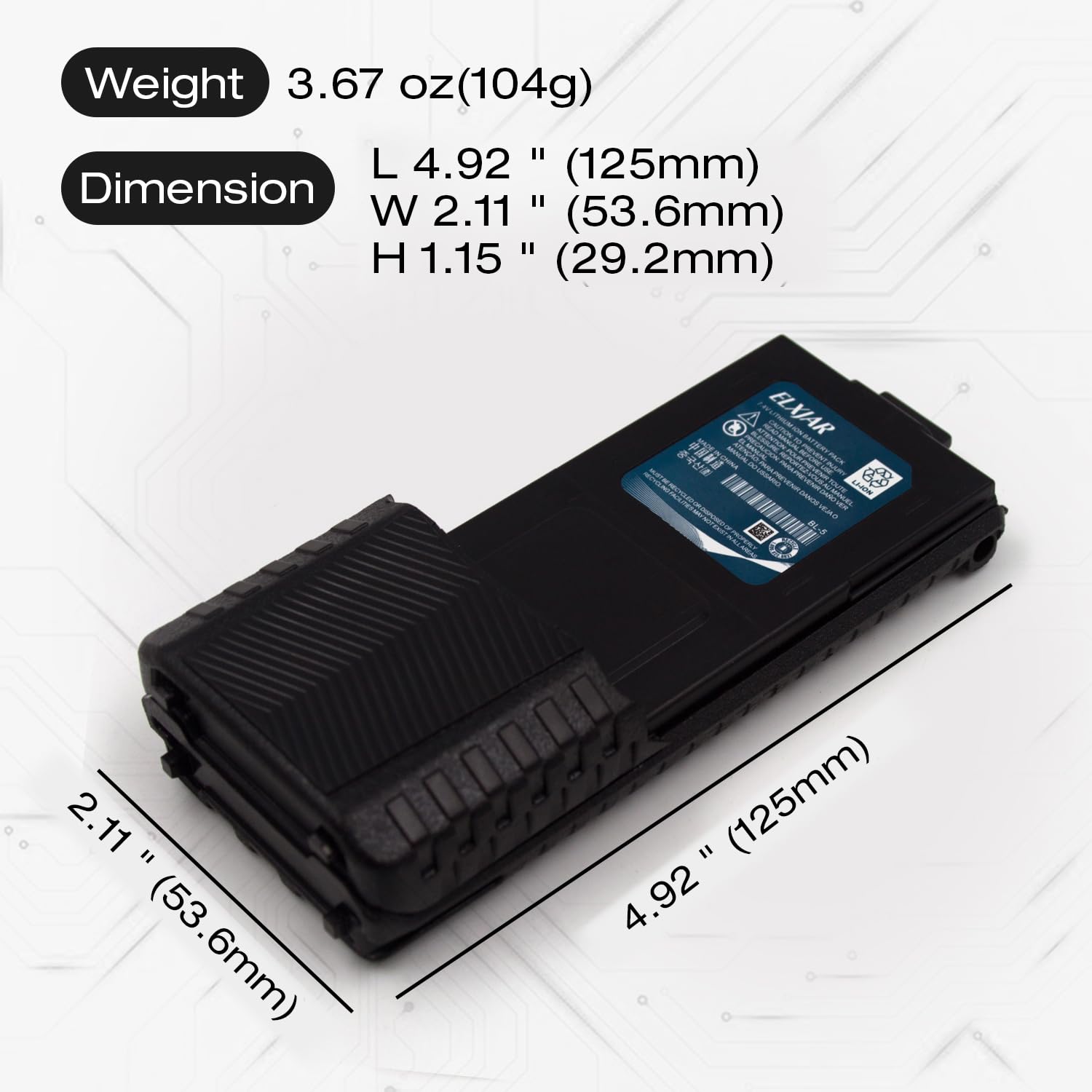 (2 Pack) 7.4V 3800Mah Bl 5L Replacement Extended Battery, Compatible With Uv 5R Uv 5Rtp Uv 5R Plus Uv 5Rx3 Bf F8Hp Rd 5R Uv 5X3, Bf F9 Two Way Radio With Usb Charging Cable