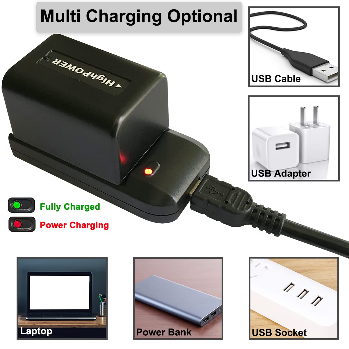 Cofunkool Digital Video Camera Camcorder Travel Charger And 3.7V 2000Mah Np Fv5 Plus Rechargeable Lithium Battery (Np Fv5 Plus/N