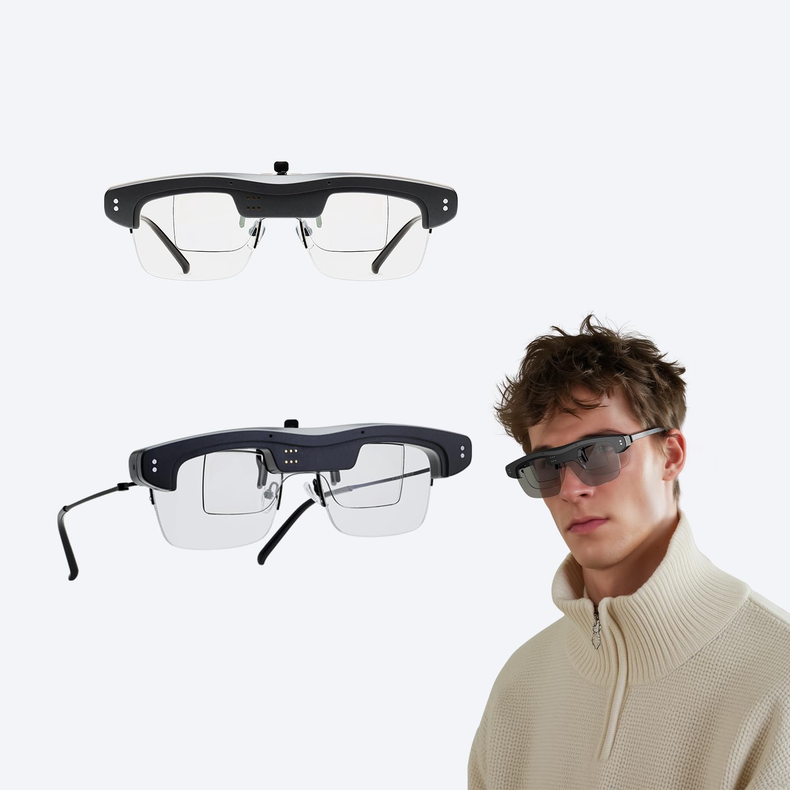 AR Smart Glasses with 86    Immersive Virtual Screen, Ultra-Light 25.8g XR Glasses, 1600nits Bright HD Display, Voice Control, W