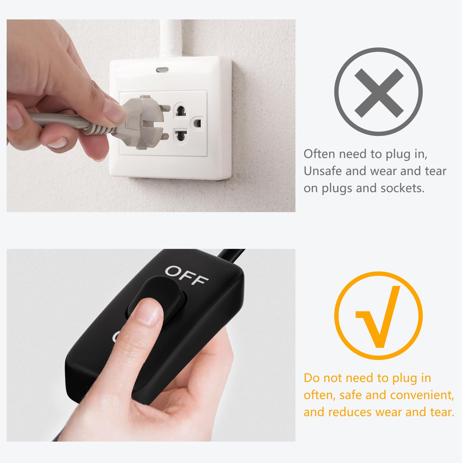 Starelo Extension Cord With Switch 3 Prong Indoor Black Extension Cord,1625W 18Awg Extension Cord,Control Switch On/Off 13A 125V