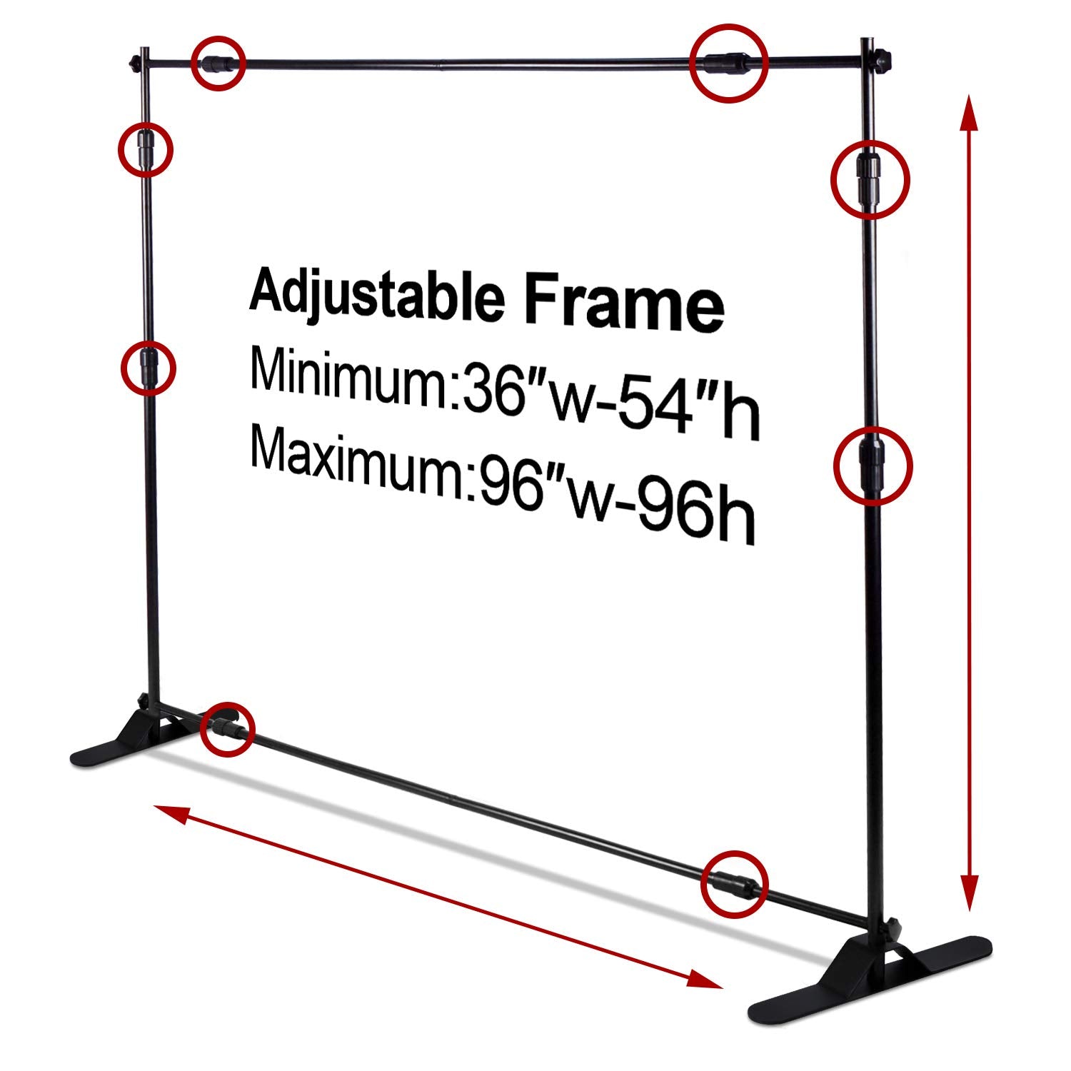 Aktop 8X8 Ft Heavy Duty Backdrop Banner Stand Kit, Adjustable Photography Step And Repeat Stand For Parties, Portable Trade Show