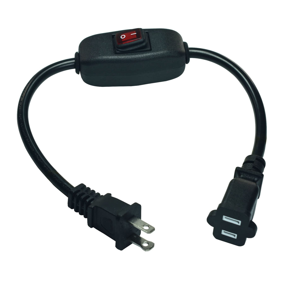 2Pin 16Awg Extension Cord, 2 Prong Polarized Extension Cord With On Off Switch For Your Chargers/Lamp/Power Adapters Etc,?40Cm/1