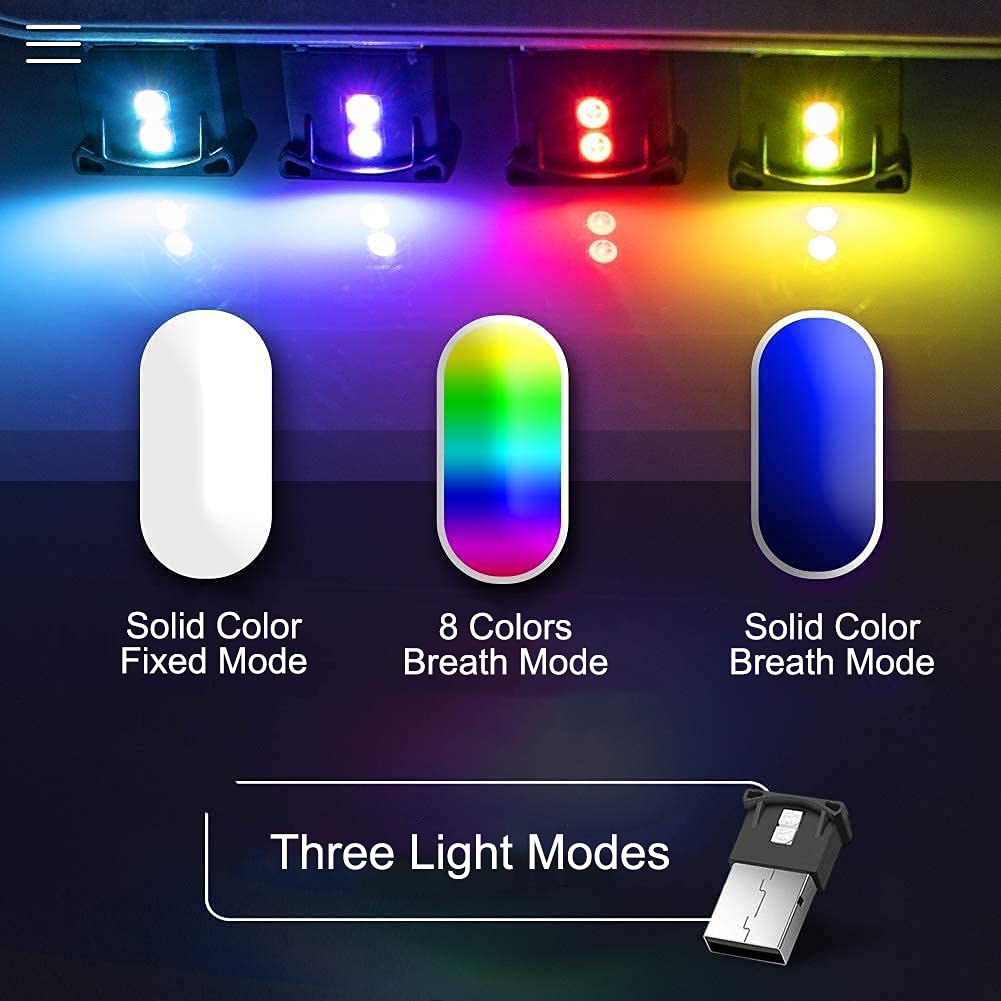 Aozita Mini Usb Led Rgb Light Brightness Adjustable 8 Color Changeable For Car, Laptop, Keyboard. Atmosphere Smart Night Lamp Fo