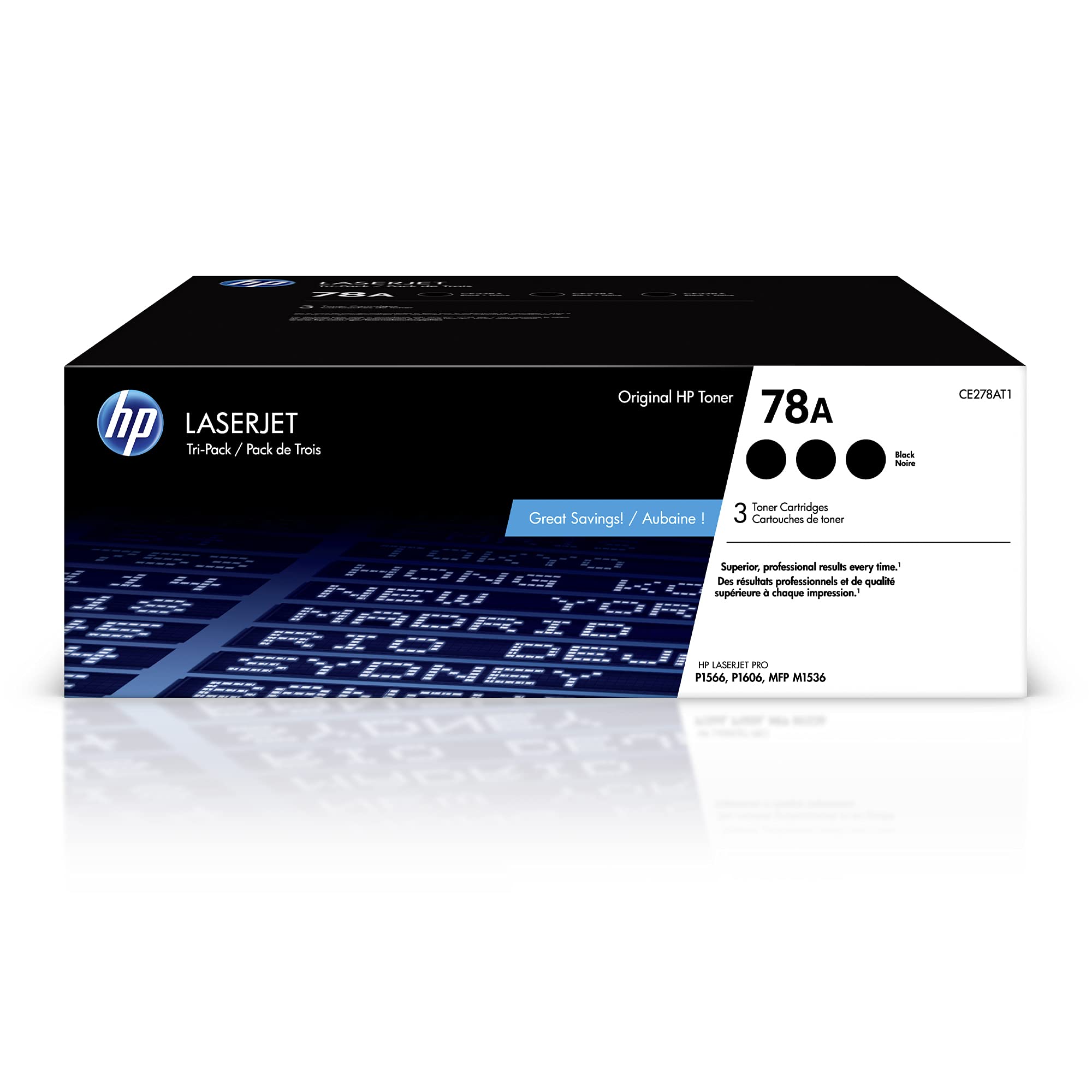 Hp 78A Black Toner Cartridges (3-Pack) | Works With Hp Laserjet Pro P1566, P1606 Series, Hp Laserjet Pro Mfp M1536 Series | Ce27