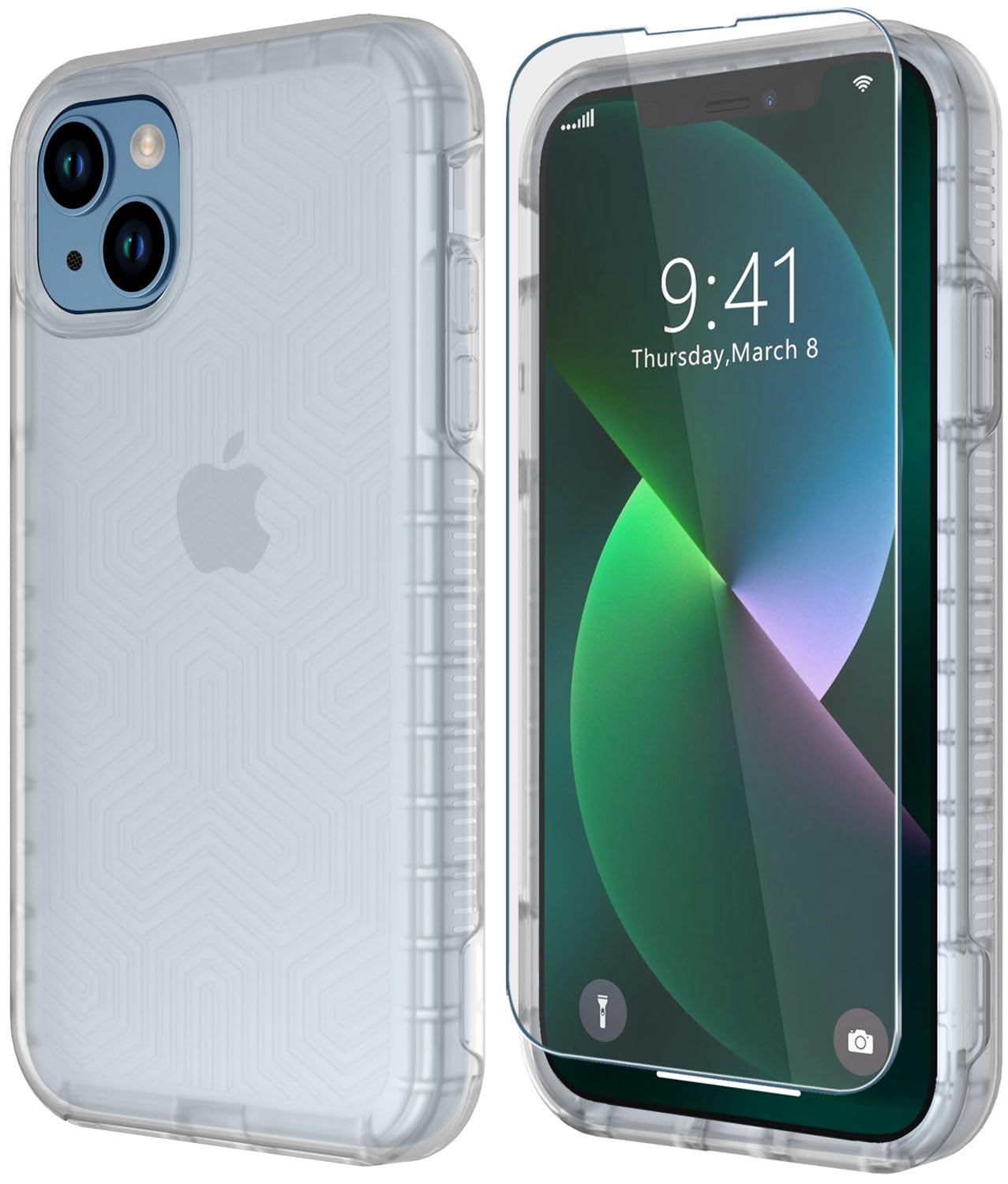 Diverbox For Iphone 13 Case [Shockproof] [Dropproof] [Tempered Glass Screen Protector ],Heavy Duty Protection Phone Case Cover F