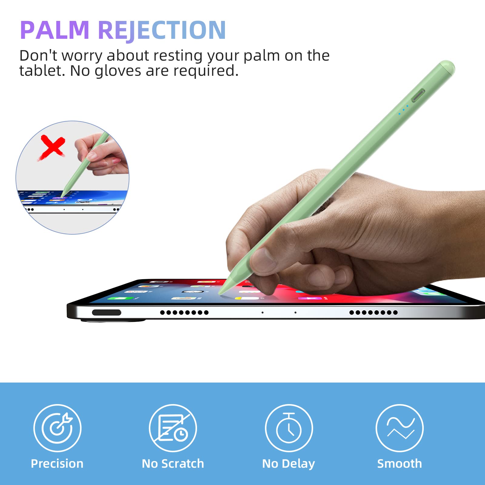 Mmk Stylus Pen For Ipad 10Th 9Th Gen, For Ipad Air 5/4/3Rd, Ipad Pro 11/12.9 Inch, With Palm Rejection & Tilt Sensitivity, Stylu