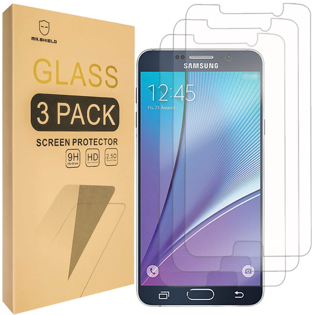 Mr.Shield [3 Pack] Designed For Samsung Galaxy Note 5 [Tempered Glass] Screen Protector With Lifetime Replacement