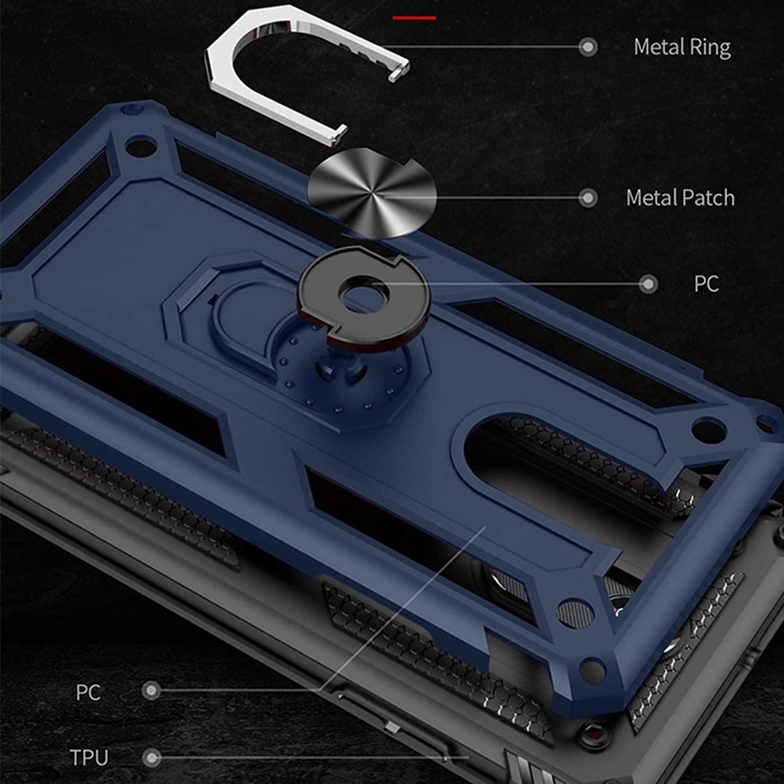 Tjs Phone Case Compatible With Lg Stylo 5/Stylo 5 Plus/Stylo 5V/Stylo 5X, Defender Metal Ring Magnetic Support Kickstand Heavy D