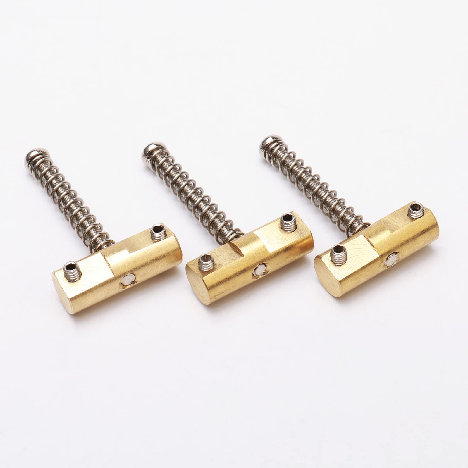 Unxuey Brass Bridge Saddles Replacement For Tele Bass Electric Guitar (3 Pack, Golden With Wrench)