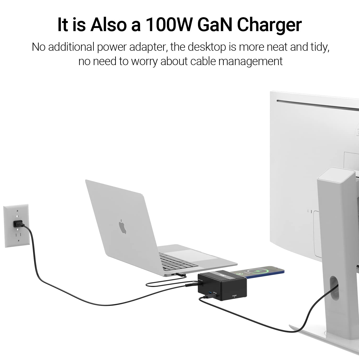 Gan Thunderbolt 3 Dock, Jeyi 8 In 1 Dual Thunderbolt 3 Docking Station With Nvme M.2 Expansion, 8K Dp,60W Pd, Usb A 10Gbps   Thu