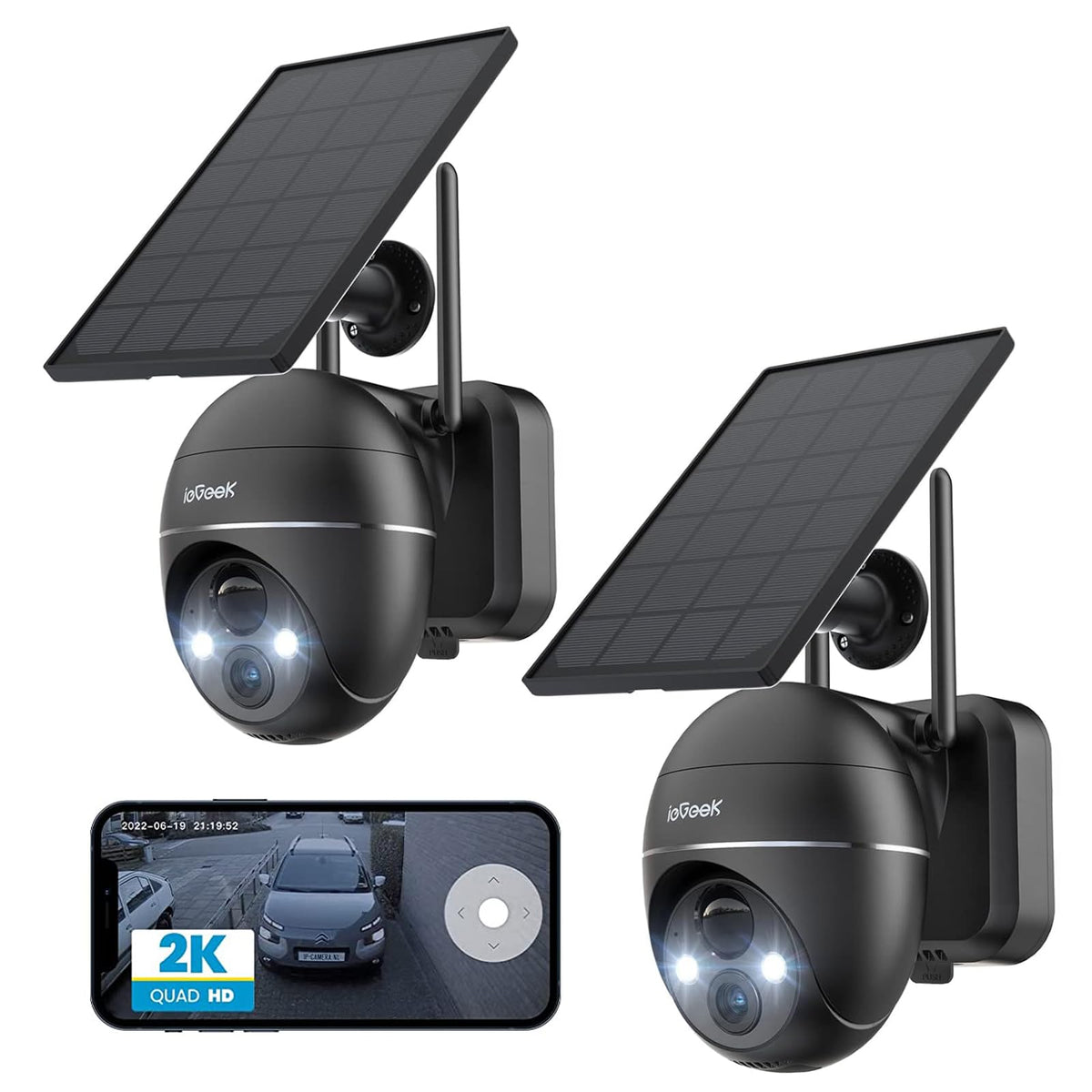 Iegeek 2K Security Camera Wireless Outdoor, 2.4G Wifi 360° View Pan Tilt Strobe Light/Spotlight Home Security System With Motion Detection And Siren, 2 Way Talk, Ip65, 3Mp Night Vision