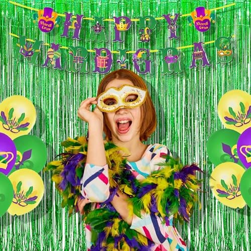 Braveshine Green Metallic Tinsel Foil Fringe Curtains   2 Pack 3.2 X 8.2 Ft Metallic Photo Backdrop For Graduates Theme/St Patri