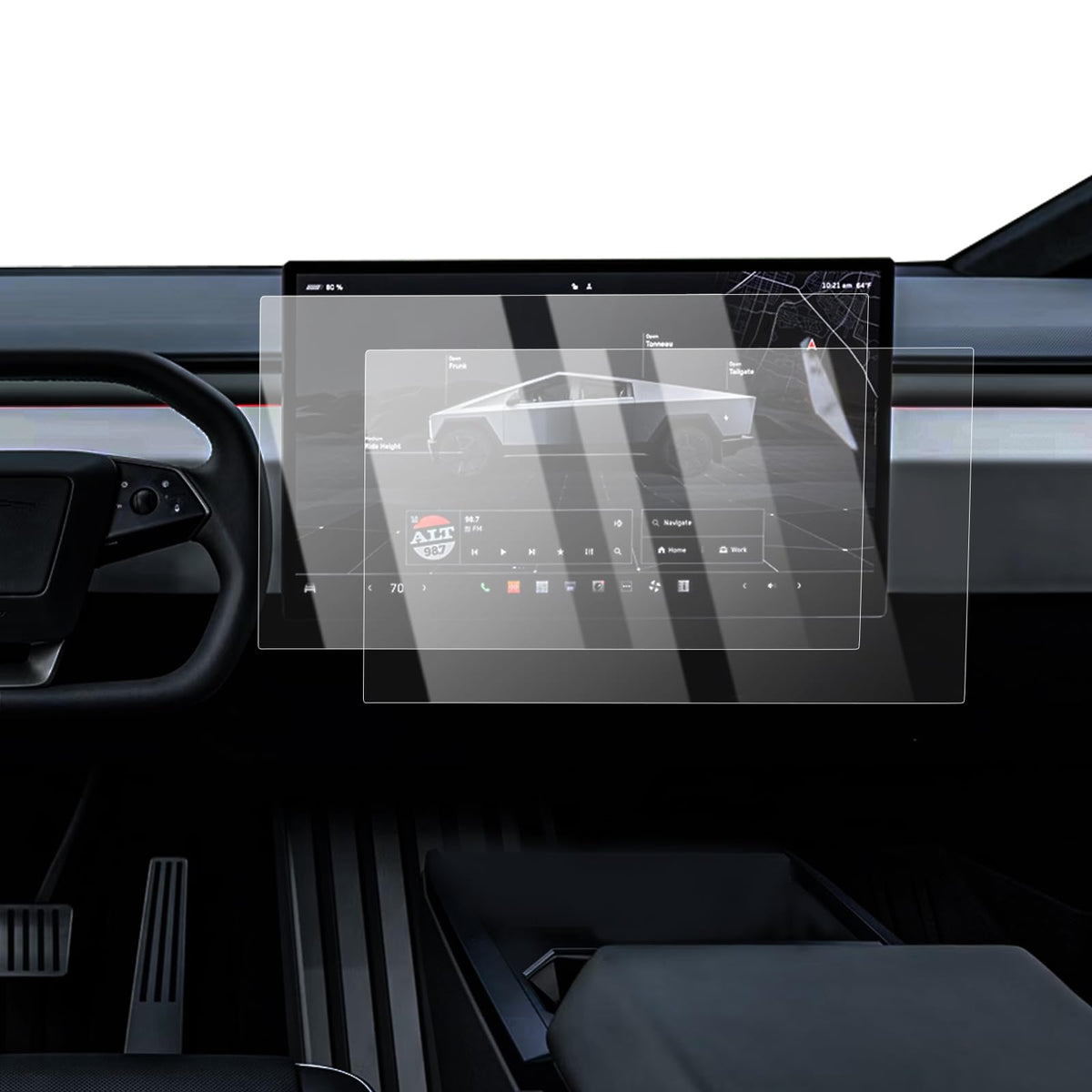 Karltys For 2 Pack 2024 2025 Tesla Cybertruck Screen Protector Anti Glare, Touchscreen Tempered Glass Protector For 2024 Cybertruck Accessories 18.5-Inch Dashboard Protective Film Hd Anti Scratch