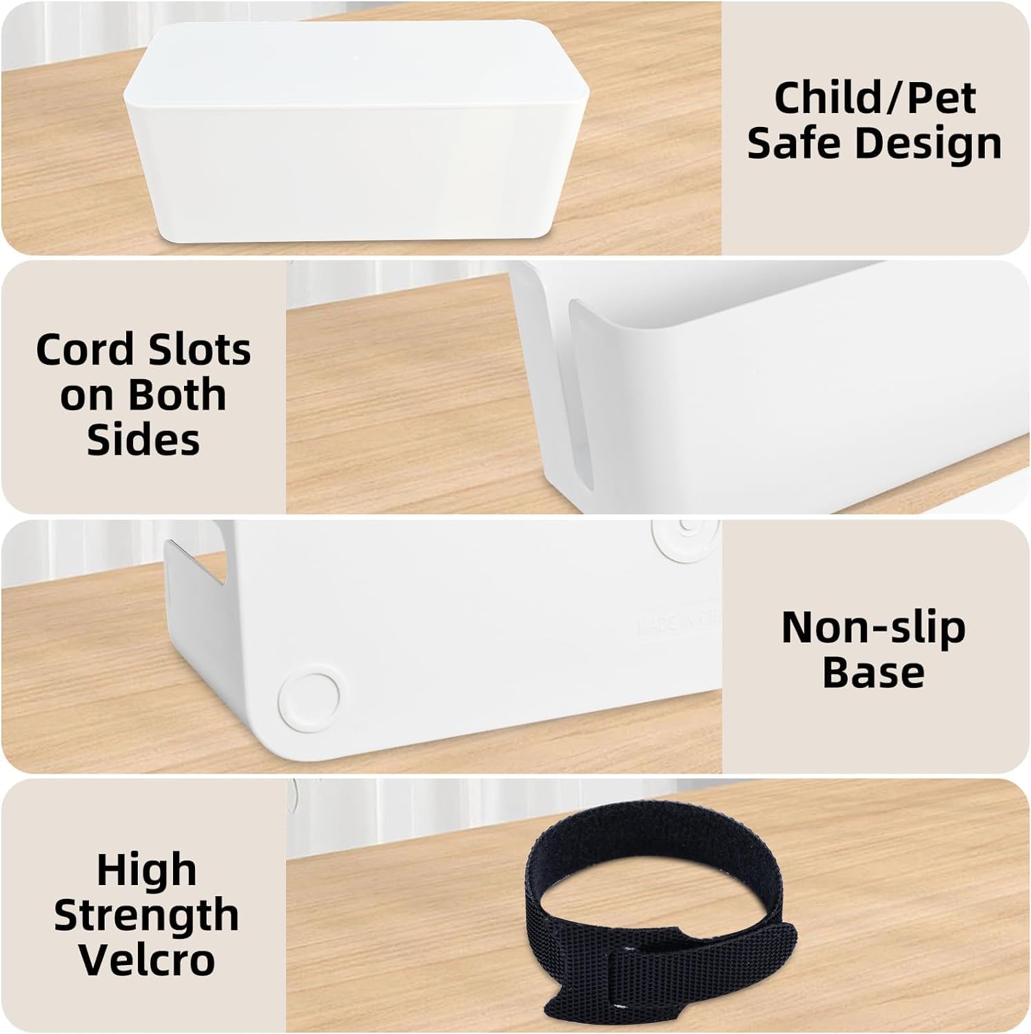 Yaeccc Cable Management Organizer Box Power Strips Hider Power Cords Hider For Desk, Tv, Computer, Usb Hub,Cords (Set Of Three)