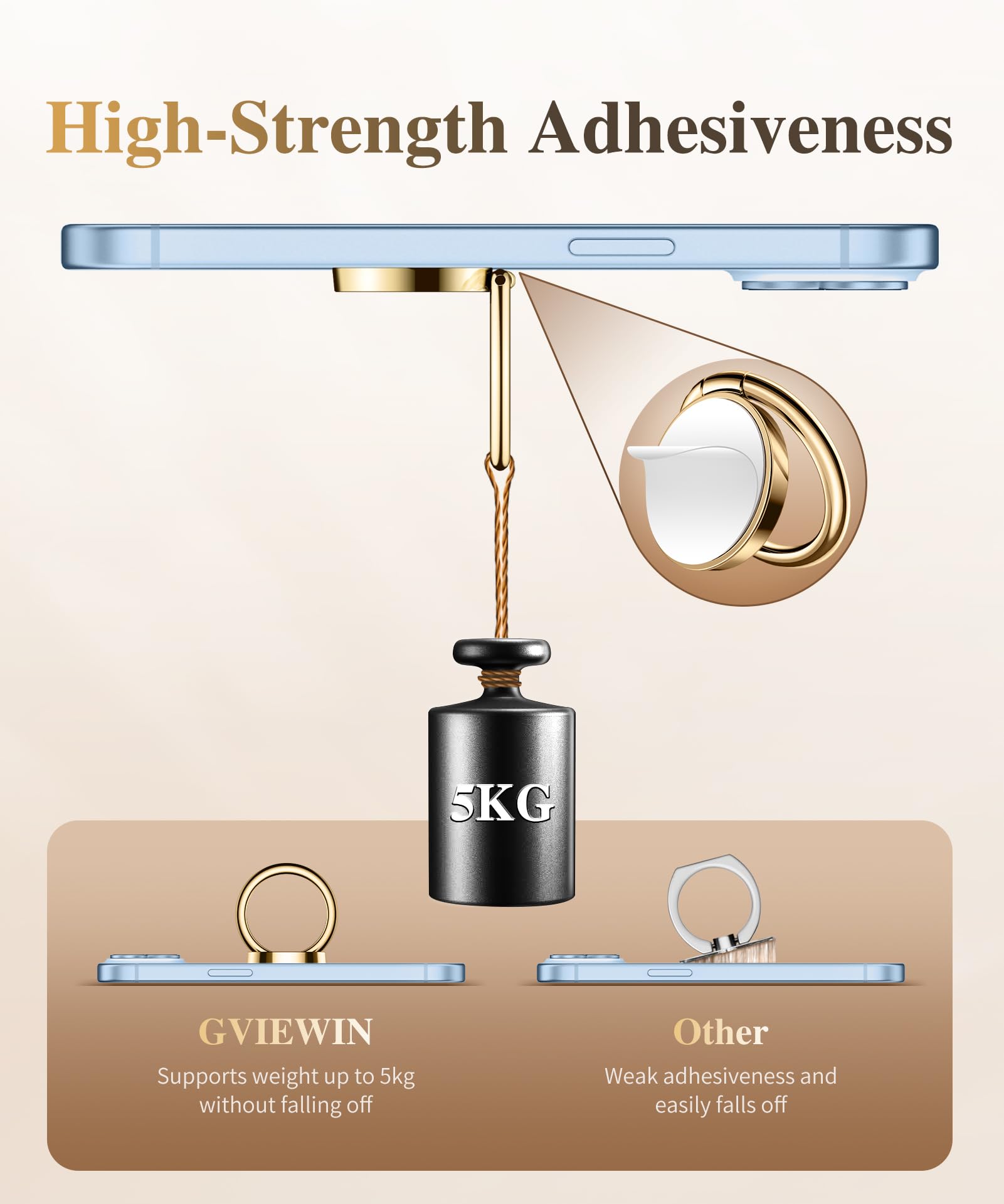 Gviewin Marble Cell Phone Ring Holder, Metal Kickstand Grip For Magnetic Car Mount Compatible With Iphone 15 Pro Max/15 Plus/14/