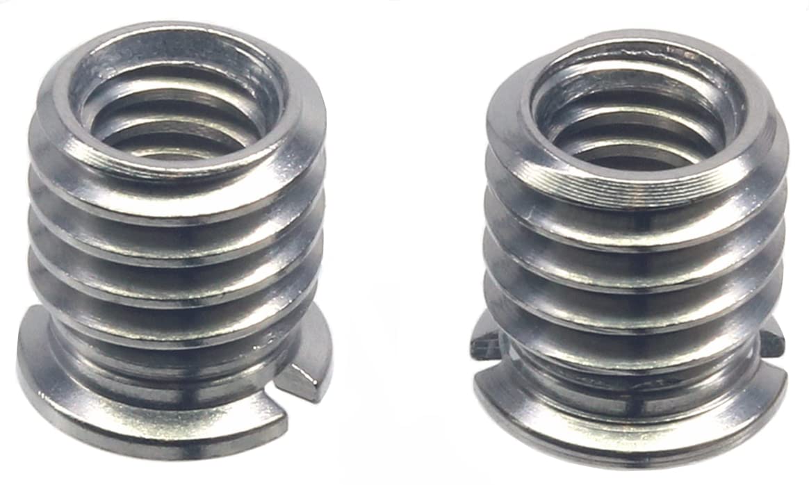 Hithut Stainless Steel 1/4'' 20 Female To 3/8'' 16 Male Convert Screw Adapter 2 Pieces 10.5Mm Height