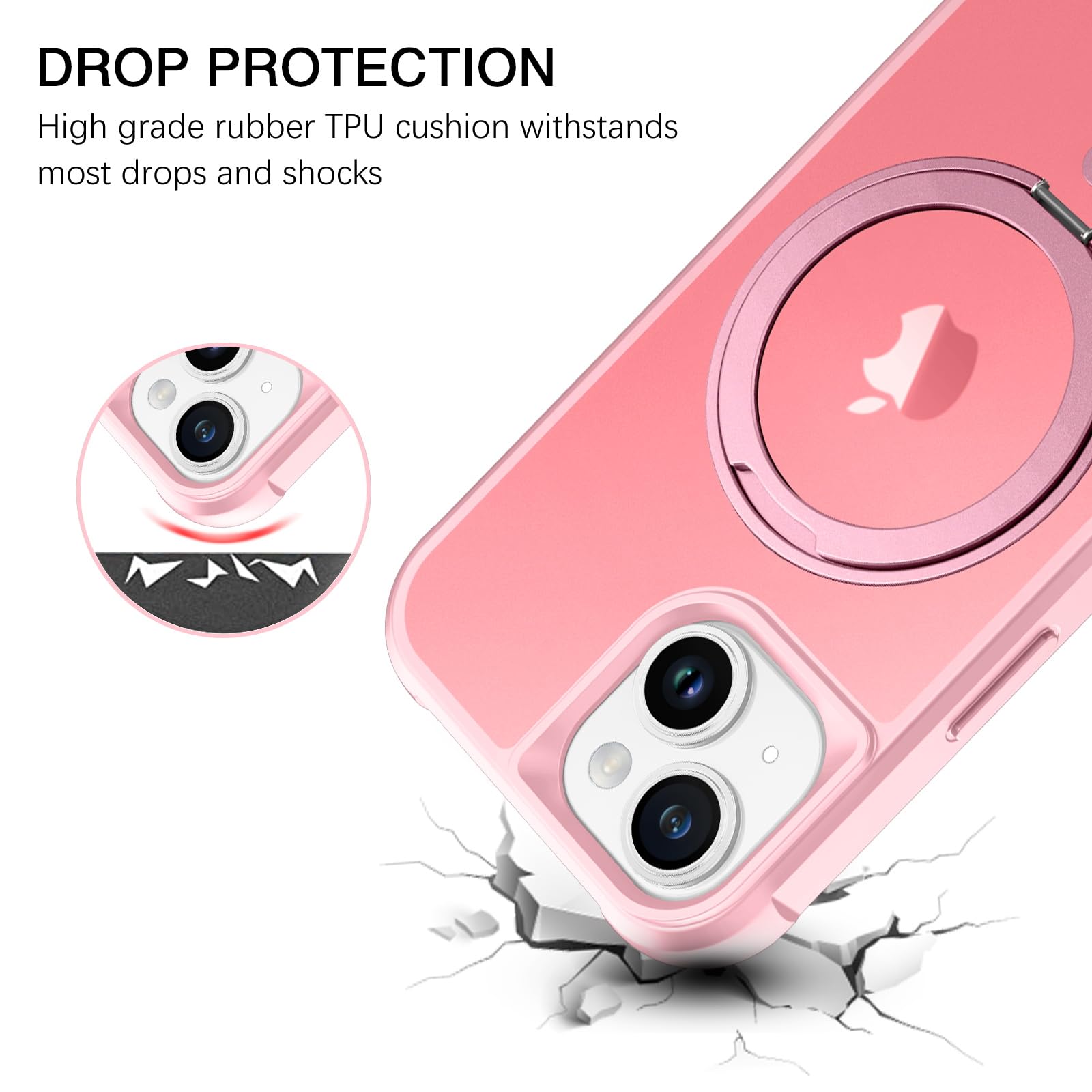 Bentoben For Iphone 13 Phone Case, Iphone 14 Magnetic Case [Compatible With Magsafe] Rotatable Ring Holder Kickstand Design Shoc