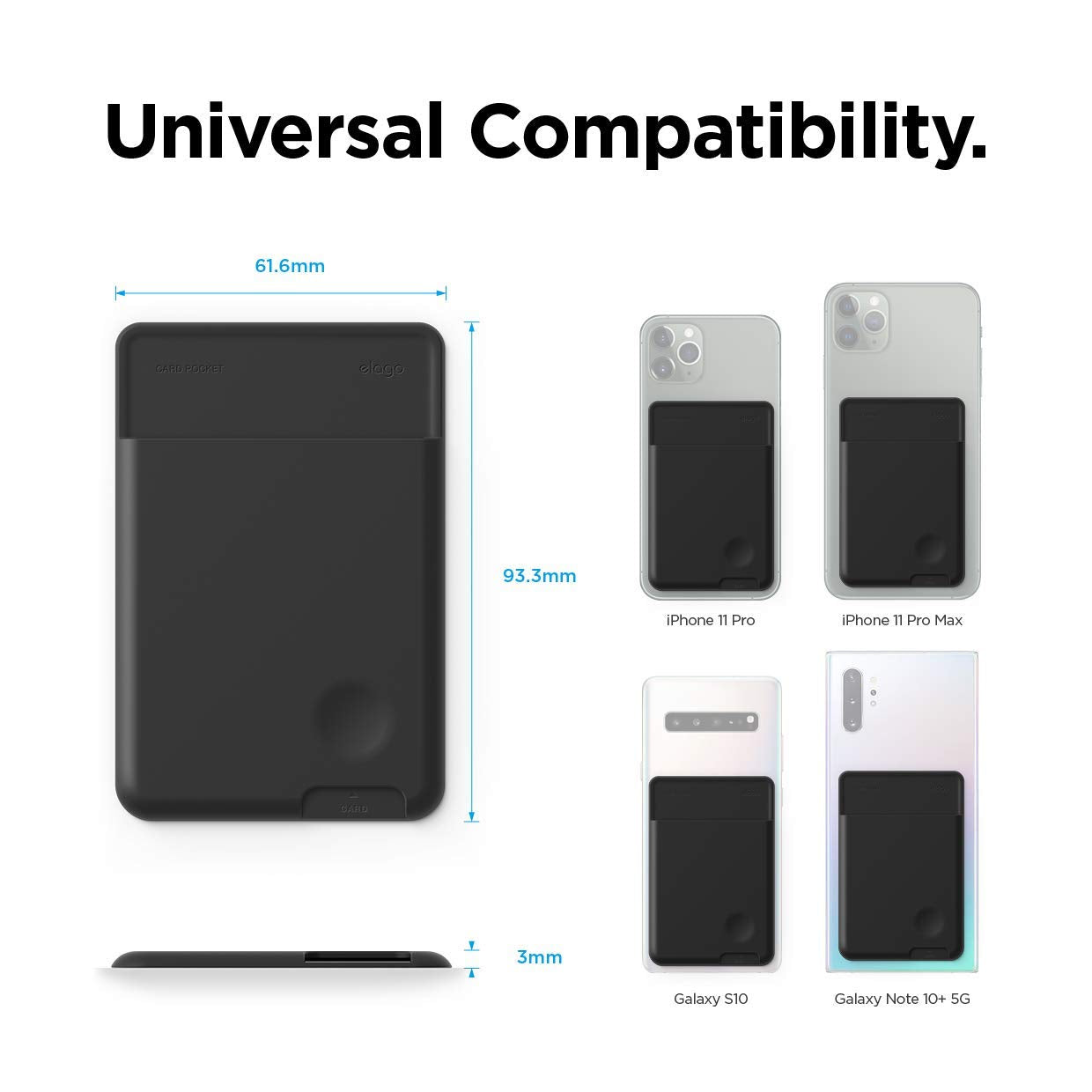 Elago Phone Card Holder - Secure Wallet, Ultra Slim For Back Of Phone, 3M Adhesive Id Iphone, Galaxy And Most Smartphones [Black