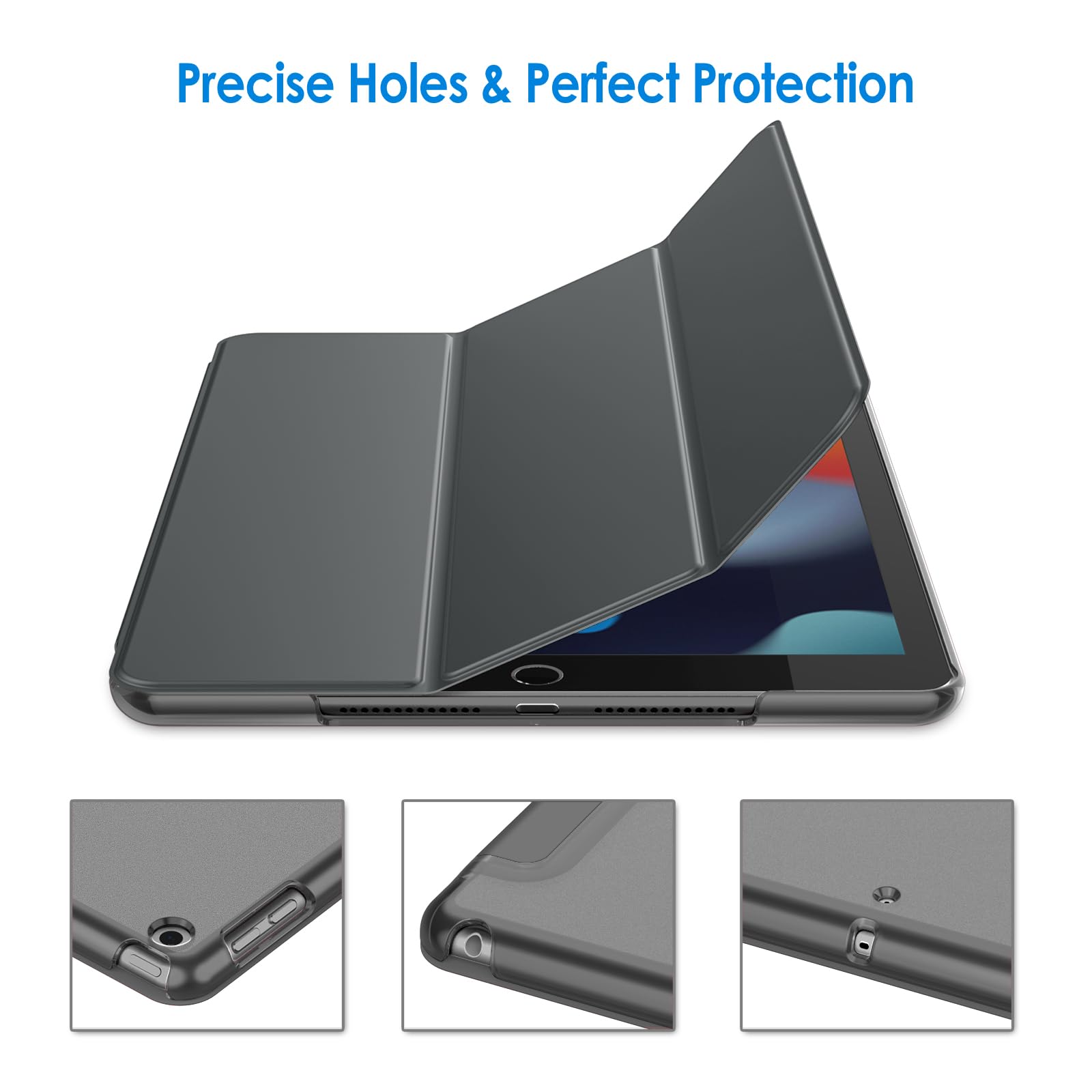 Jetech Case For Ipad 10.2-Inch (2021/2020/2019 Model, 9/8/7 Generation), Auto Wake/Sleep Cover (Space Gray)