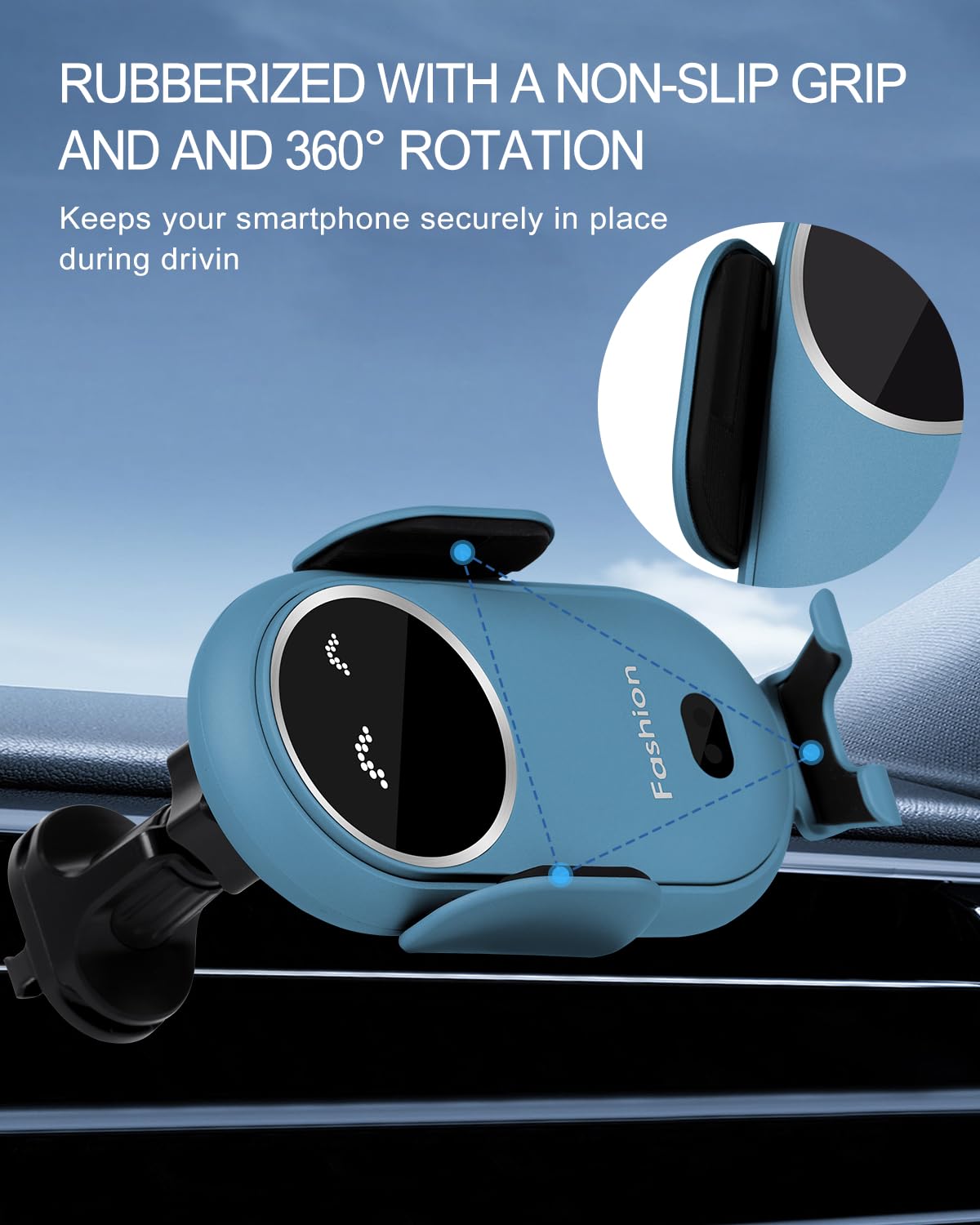 Wireless Car Charger, Phone Mount For Car Wireless Charger Smart Sensor Air Vent, Automatic Clamping Phone Holder Compatible Wit