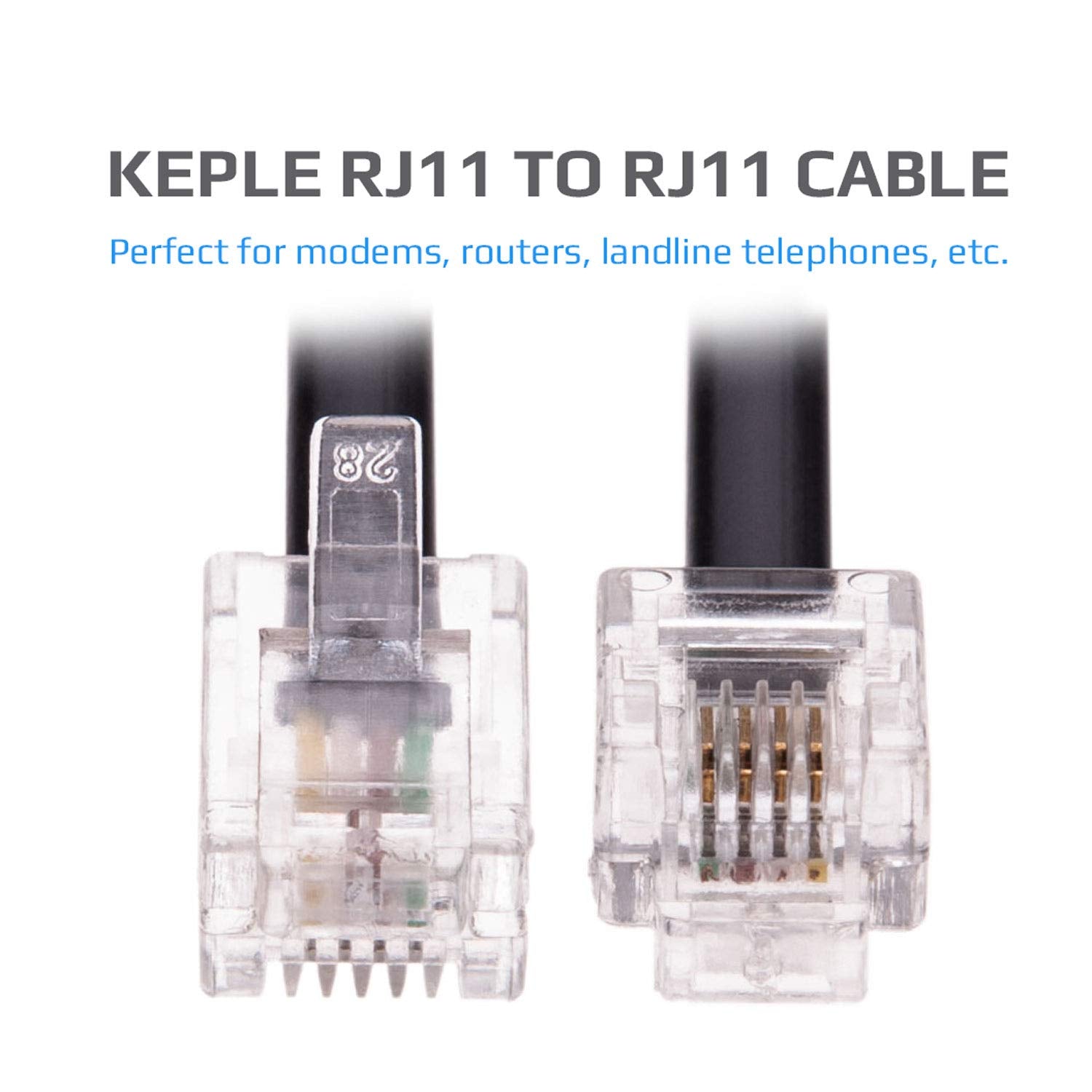 Keple Rj11 Cable Adsl 16.4Ft Extension Lead Phone Cord Telephone Plug High Speed Internet Broadband Male To Male Router And Rj11