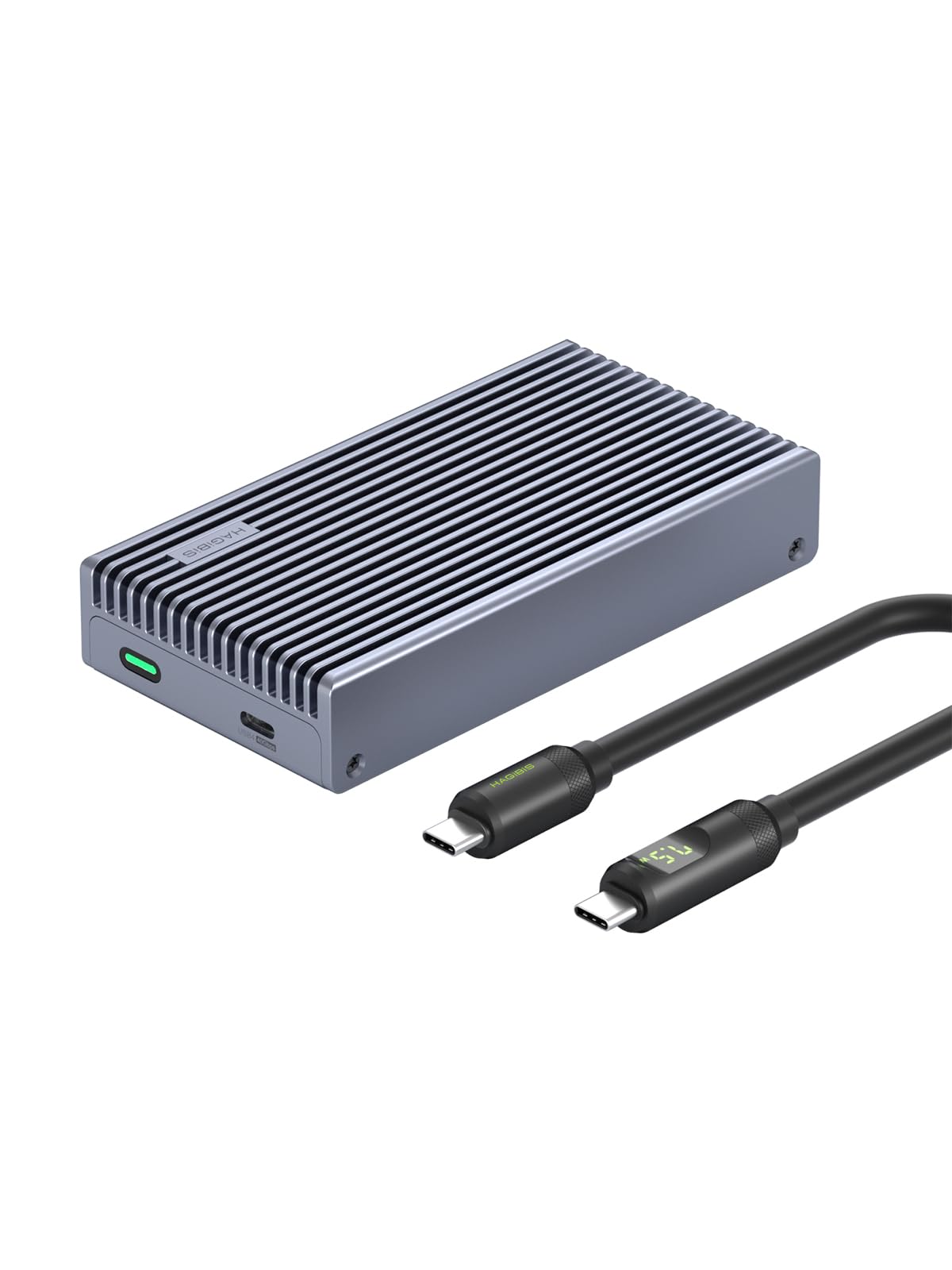 Hagibis M.2 Nvme Ssd Enclosure, 40Gbps Usb4 Ssd Enclosure With Led Display Usb4 Cable Pcie3.0X4 Aluminum Usb C External Solid State Drive Case, B&M+M Key 2230/2242/2260/2280 For Thunderbolt 4/3