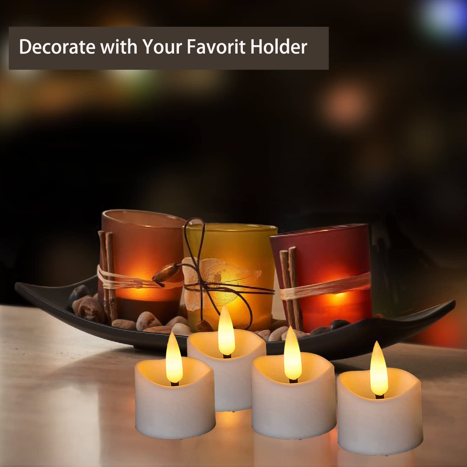 12 Pack Realistic And Bright Flickering Battery Operated Flameless Led Tea Lights Candles Remote,Tealight Candles For Holiday, W