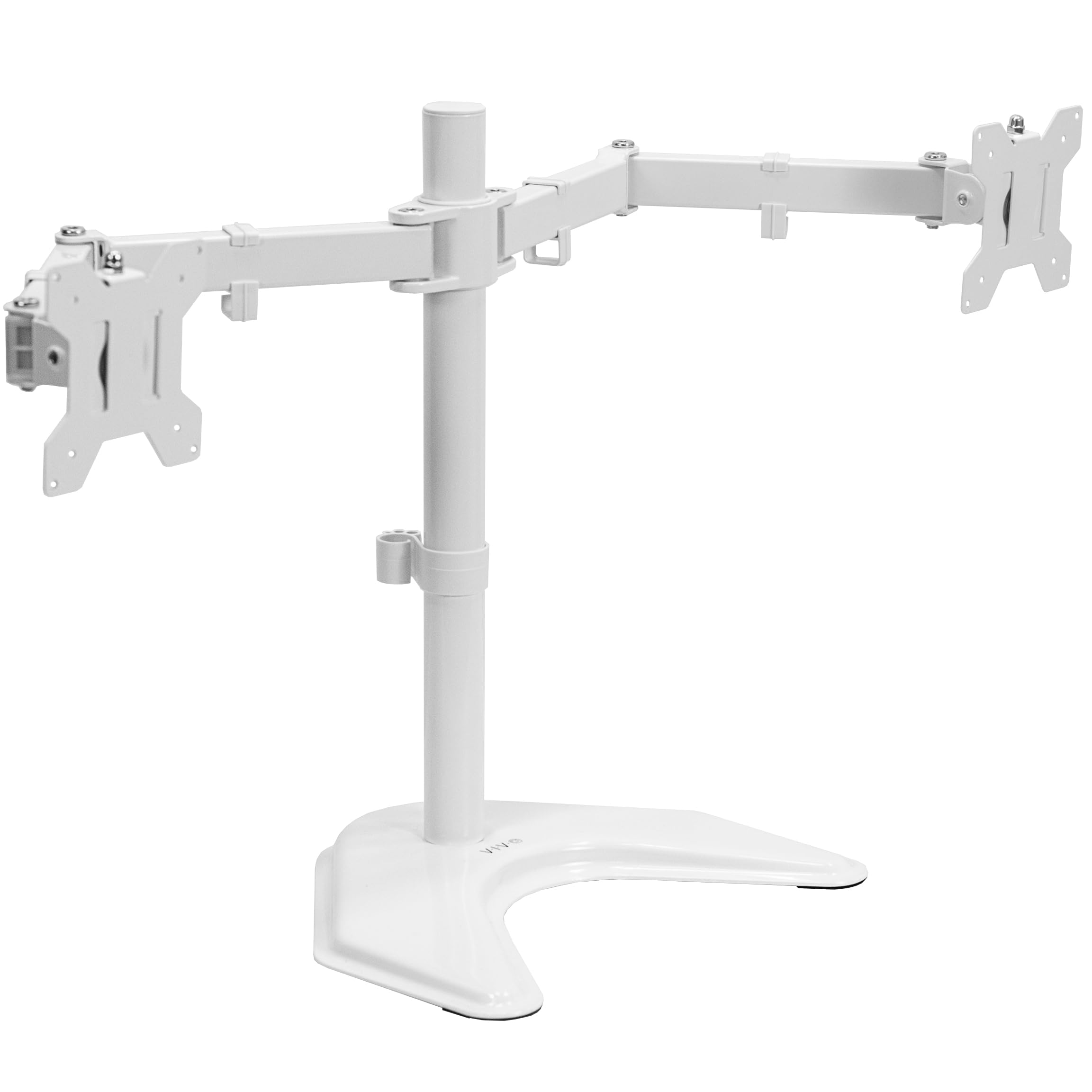 VIVO Dual LED LCD Monitor Mount, Free Standing Desk Stand for 2 Screens up to 32 Inch, Heavy Duty Fully Adjustable Arms with Max VESA 100x100mm, White, STAND V032FW