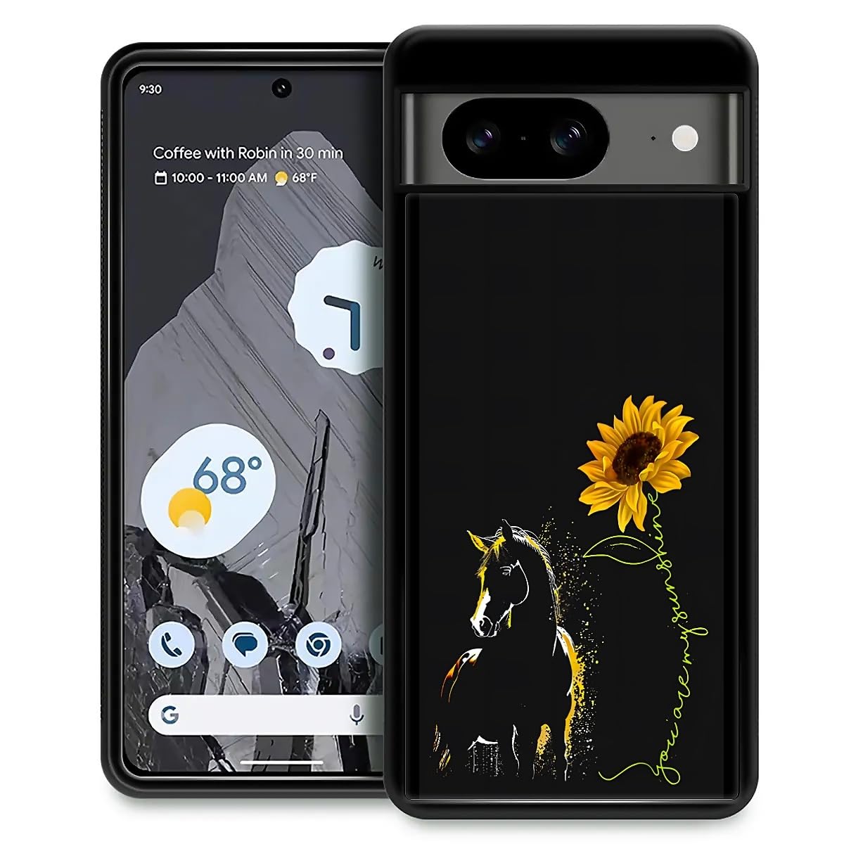 Fkbrcl4U For Google Pixel 8 Case, Horse Sunflower Yellow Sunshine Pattern Graphic Design Girl Boy Soft Silicone Hard Acrylic Sho