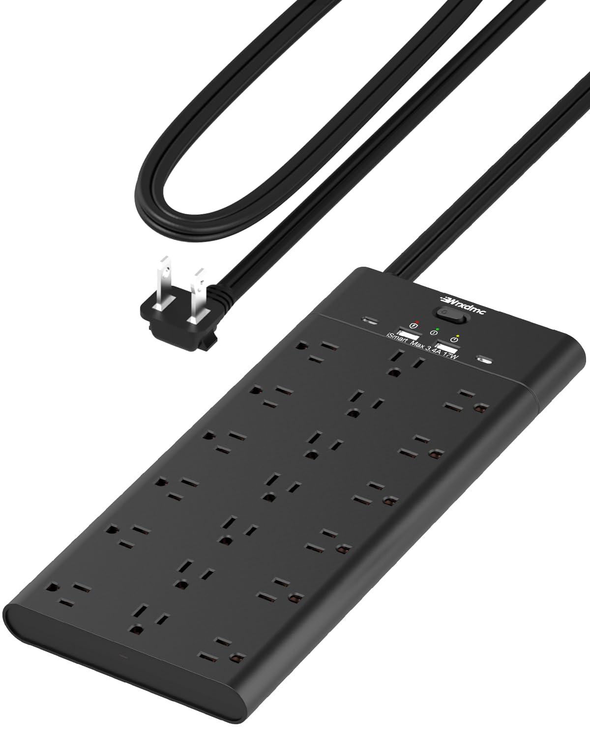 2 Prong Power Strip, Wrxdmc 2 Prong To 3 Prong Outlet Adapter, 3600 Joules Surge Protector, 6 Feet Flat Plug Heavy Duty Extensio