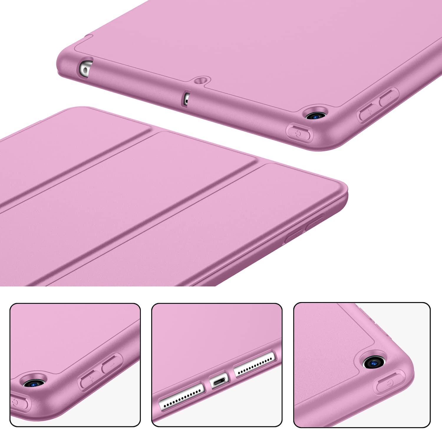 Imieet Ipad 9.7 Case (2018/2017 Model, 6Th/5Th Generation), Smart Cover With Pencil Holder And Soft Baby Skin Silicone Back And Full Body Protection, Auto Wake/Sleep Cover (Pastel Violet)