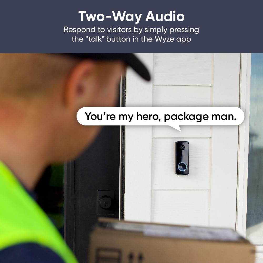 Wyze Video Doorbell V2, Wired, 2K Video, Two Way Audio, Color Night Vision, Works With Existing Chime And Ip65 Weather Resistant