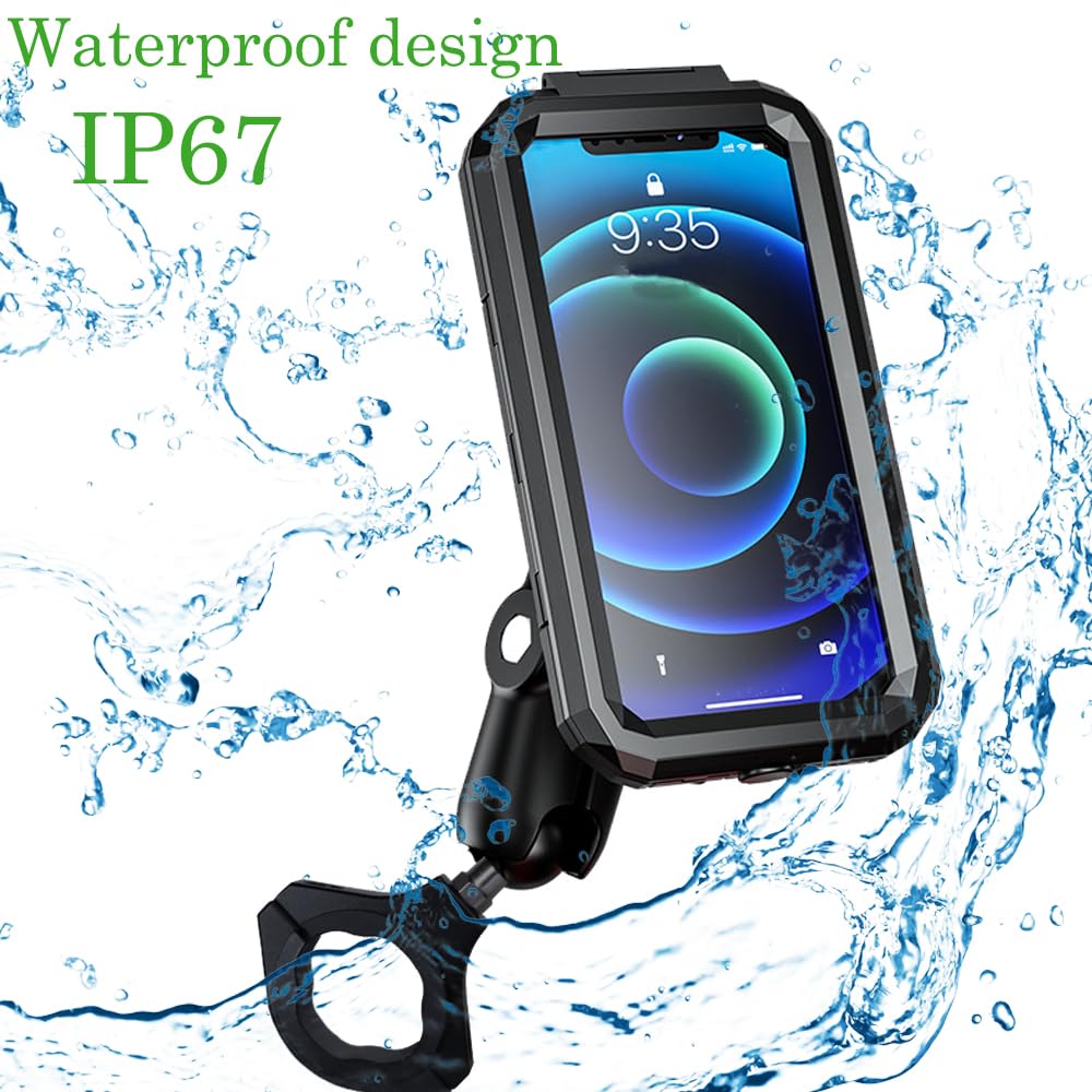 Hamdril Utv Phone Mount With Waterproof Protector, 360 Degree Adjustable Utv Holder, Compatible With 1.5 2Inch Roll Bar,Utv Sxs/