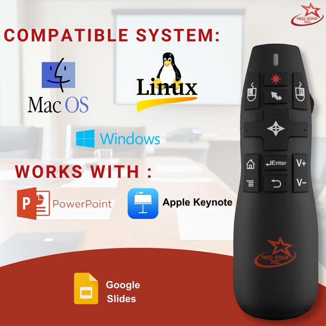 Wireless Powerpoint Presentation Remote Clicker And Keynote Presenter With Wireless Mouse (Pr 820) From Red Star Tec