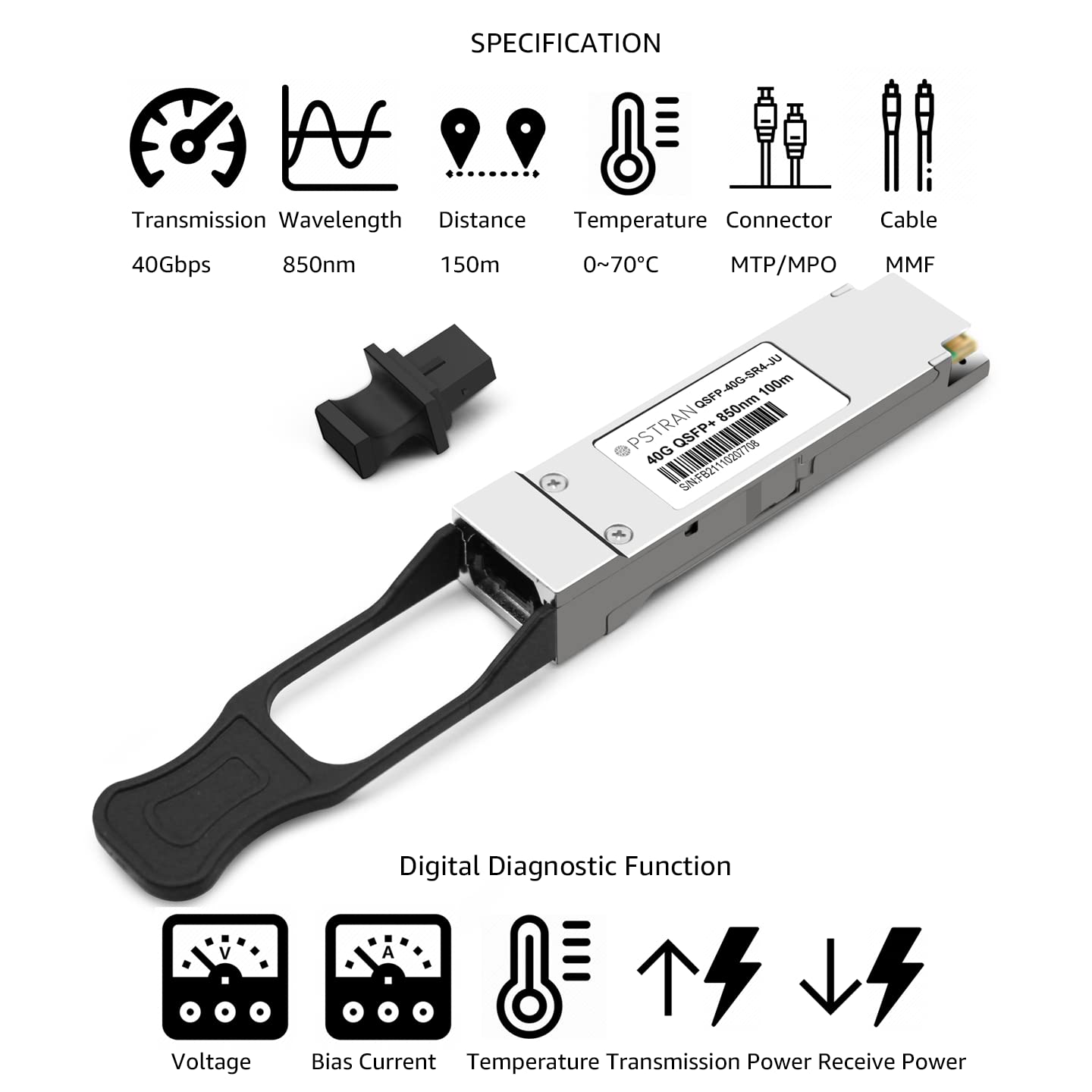 Opstran 40Gbase Sr4 Qsfp+ Optical Transceiver Module Compatible With Juniper Qfx Qsfp 40G Sr4 Ex Qsfp 40Ge Sr4 Qsfpp 40Gbase Sr4