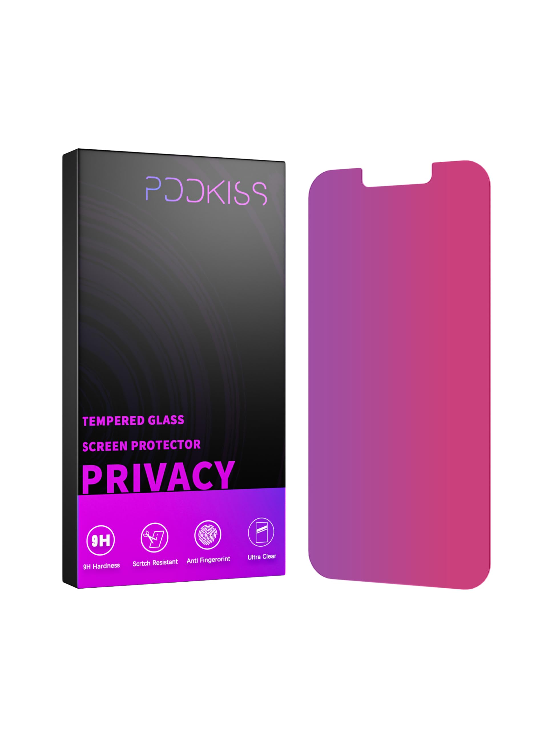 Pddkiss Compatible For Iphone 13/Iphone 14/Iphone 13 Pro Privacy Screen Protector Tempered Glass 6.1 Inch, Pink Gradient Anti Sp