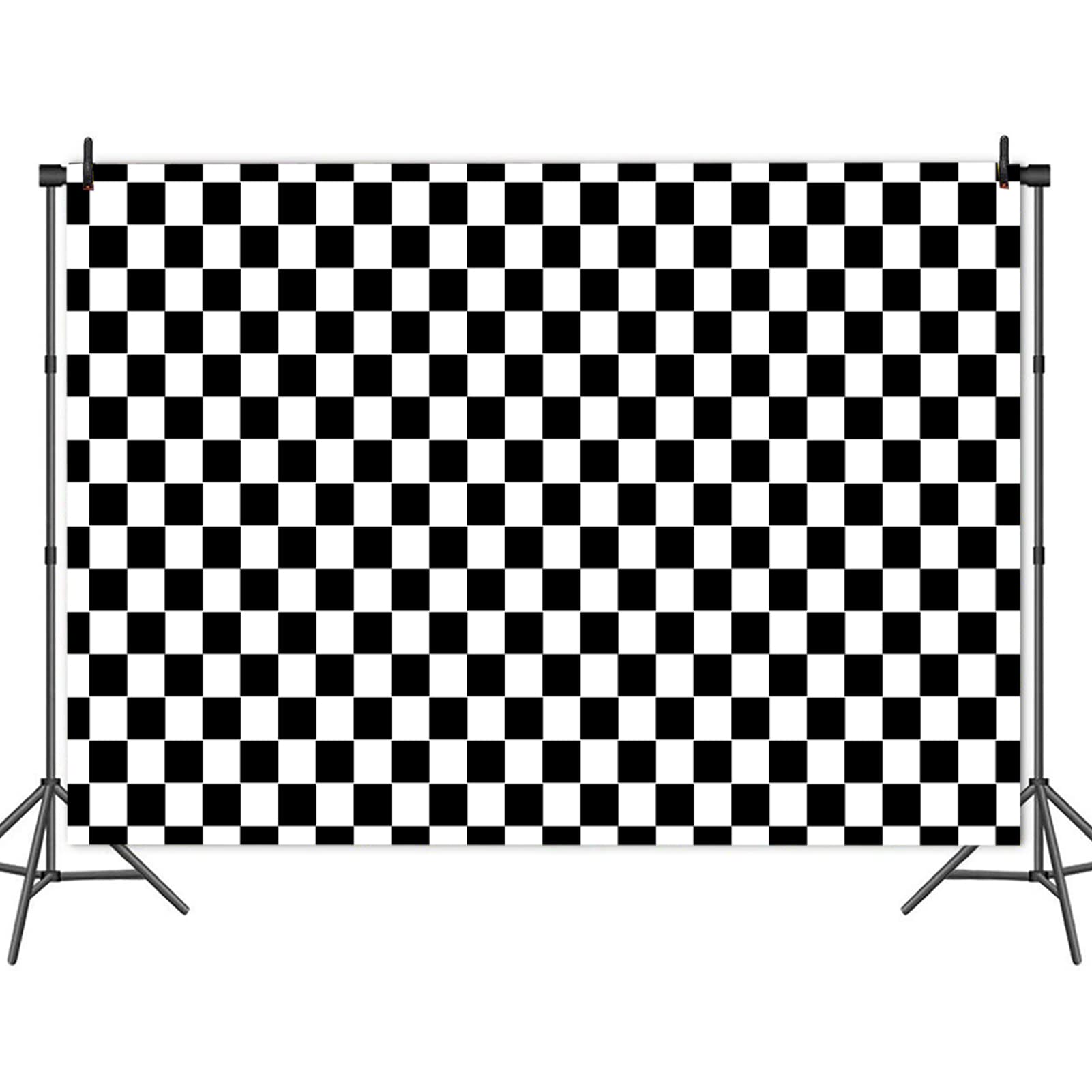 9X6Ft Black And White Racing Checker Texture Grid Birthday Chess Board Theme Photography Backdrops Children Kids Birthday Party