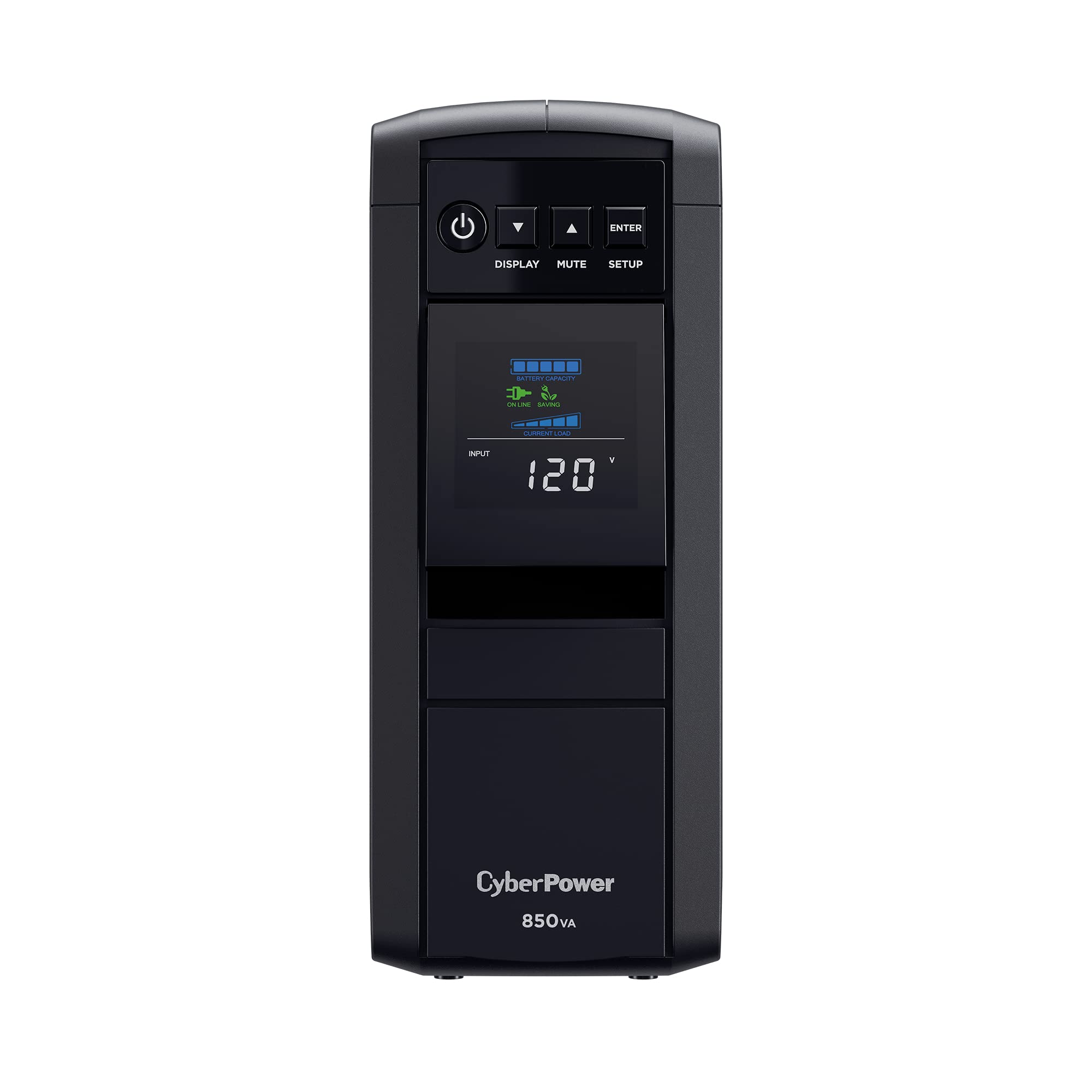 Cyberpower Cp850Pfclcd Pfc Sinewave Ups System, 850Va/510W, 10 Outlets, Avr, Mini Tower