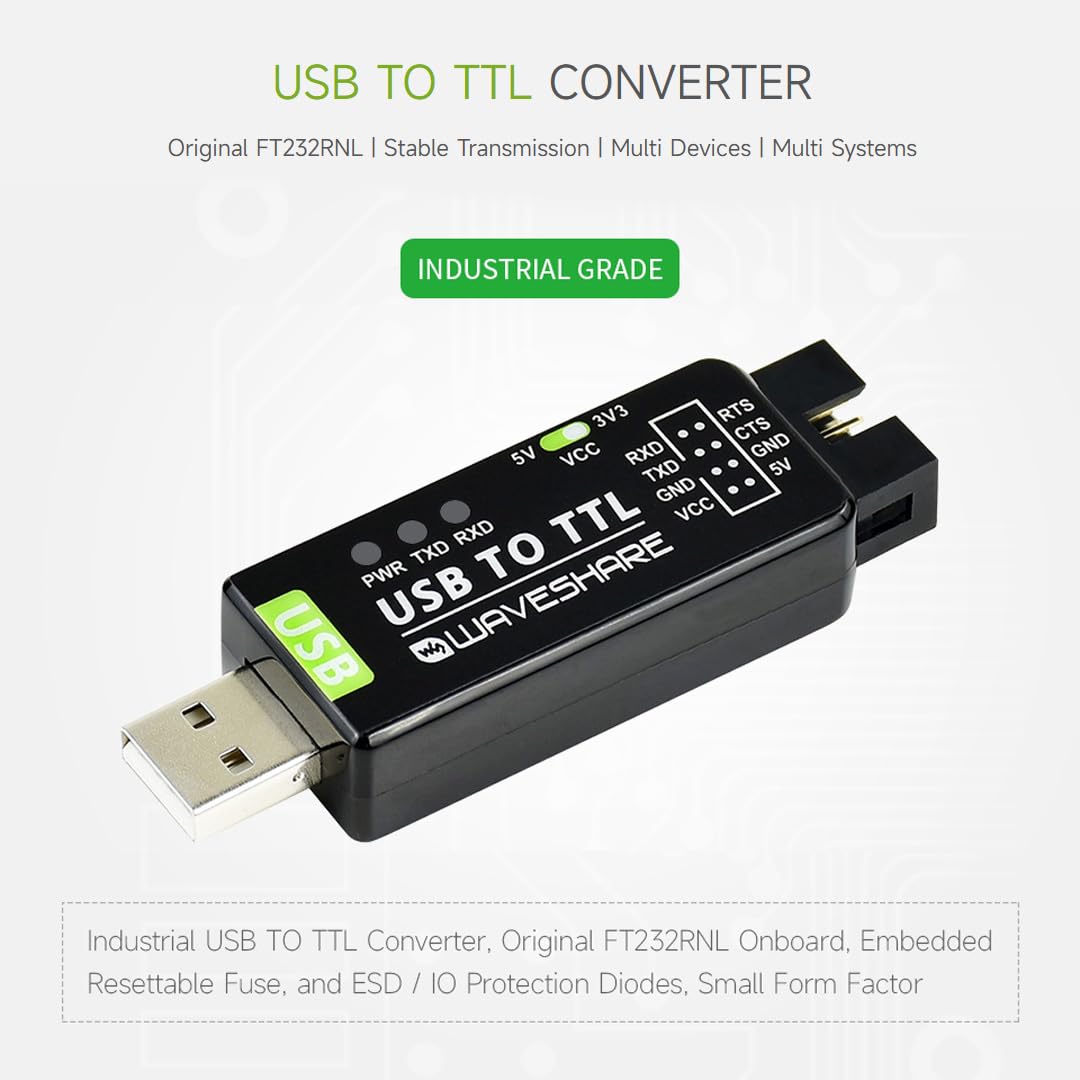 Waveshare Industrial Usb To Ttl Converter With Original Ft232Rnl Onboard And Multi Protection Circuits Support Multi Systems Sup