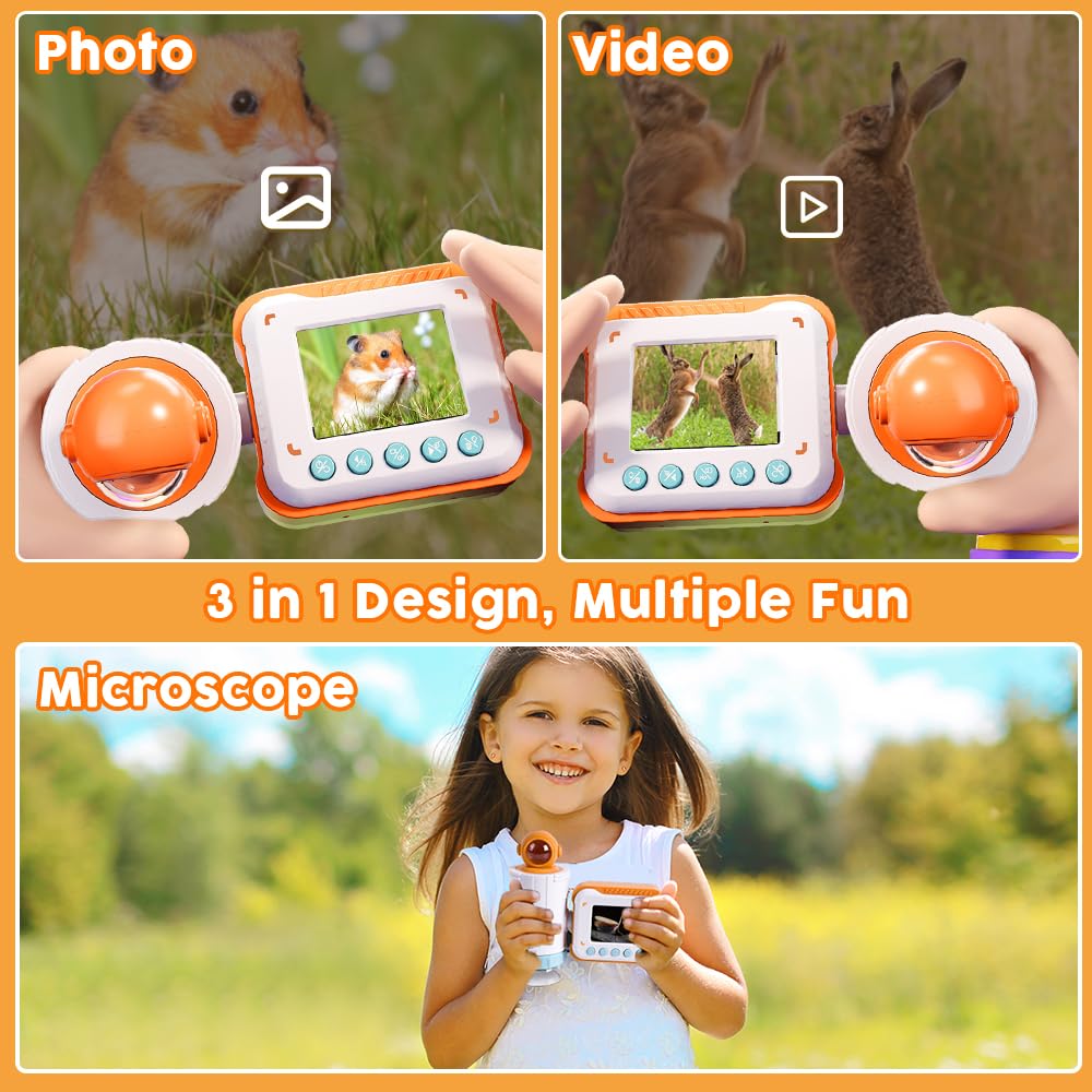 Vatos Mini Microscope For Kids,1000X Mini Scope Camera Kits With Specimens & Screen, Mini Microscope With Light, Portable Educat