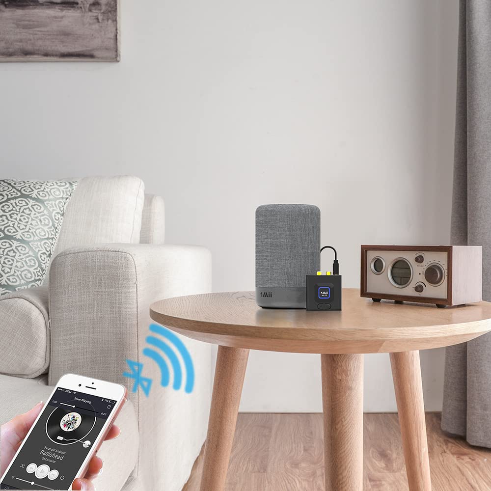 1Mii Bluetooth Audio Receiver 12Hrs Playtime, Bluetooth 5.1 Adapter For Home Stereo Music Streaming System, Low Latency, Bass Mo