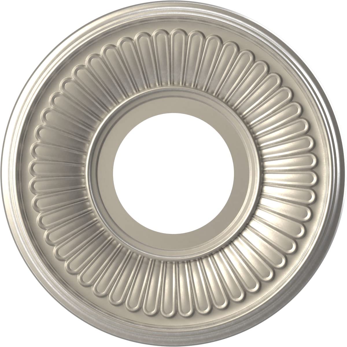 Ekena Millwork CMP10BEBAL Berkshire Thermoformed PVC Ceiling Medallion (Fits Canopies up to 4 1/2), 10OD x 3 1/2ID x 3/4P, Brigh