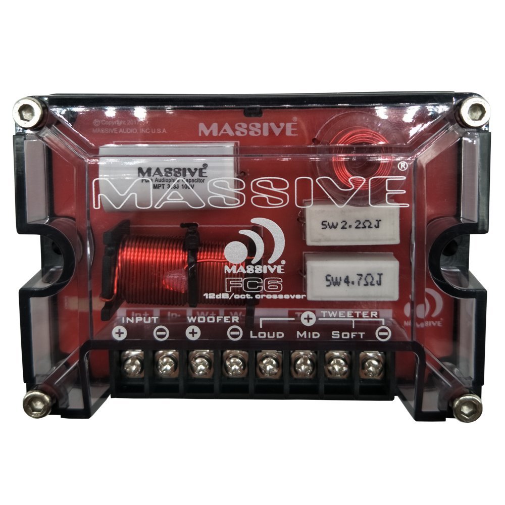 Massive Audio Fc6 6 Inch / 6.5 Inch 150W / 300 Watts Max, 25Mm Silk Dome Tweeter, 4 Ohm, 12Db X Over, Component Car Speaker Syst