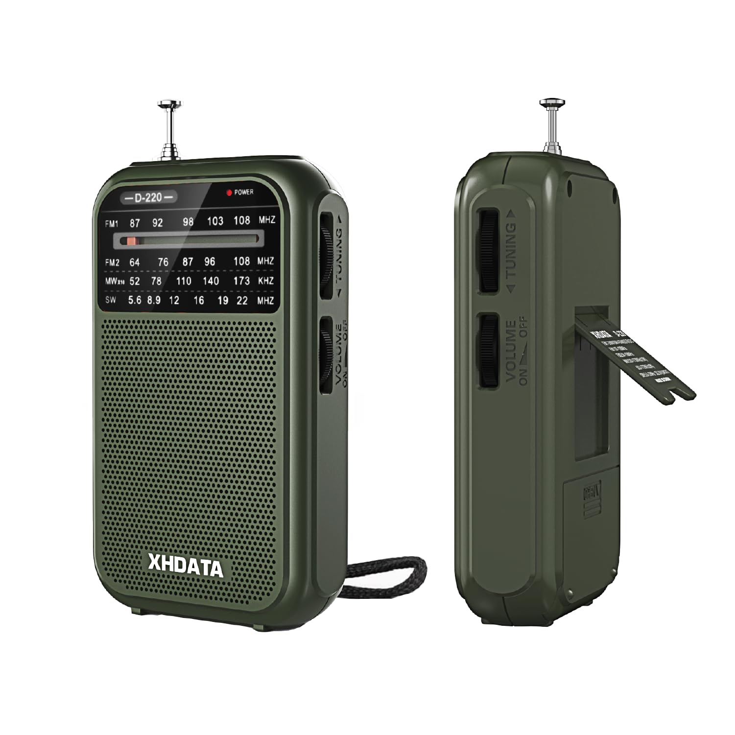 Xhdata D220 Portable Radio Am Fm Sw Radio Battery Operated Radio, Shortwave Radio With Headphone Jack, Excellent Reception Trans