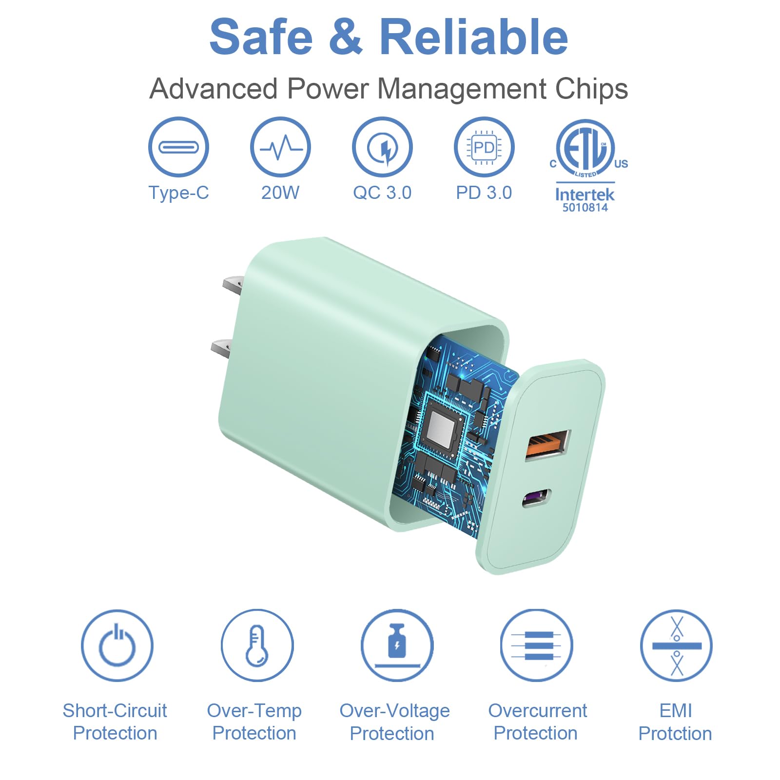 Usb C Charger Block, Iphone 16 Charger Block Fast Charging Dual Port Pd Power Adapter For Iphone 16/16 Pro/16 Pro Max/16 Plus/15/14/13/12/11, Xs/X, Ipad, Google Pixel, Samsung Galaxy   Green