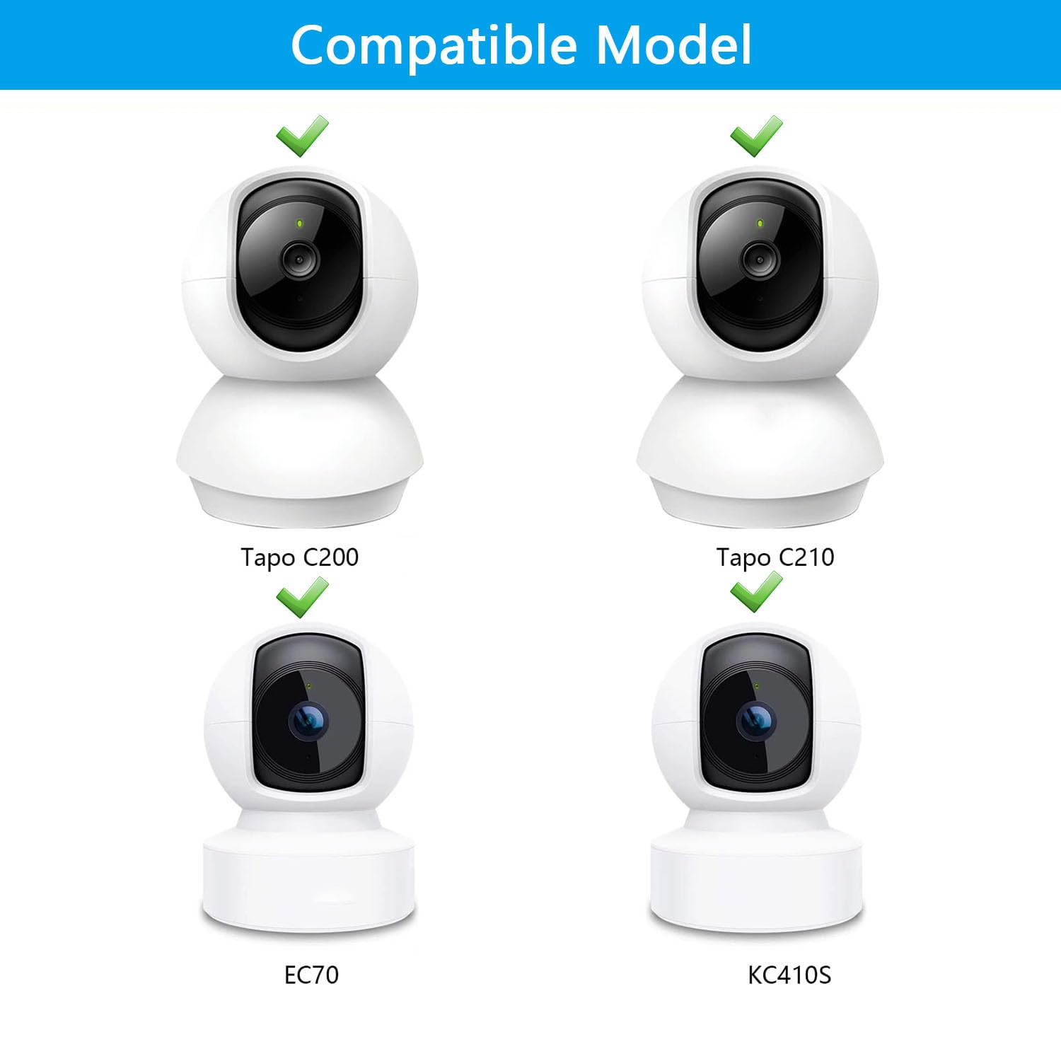 Wall Mount Compatible With Tp Link Tapo C210/ C200 And Kasa Indoor Pan Ec70/ Ec71/ Kc410S, Adjustable Angles Bracket 180 Degree