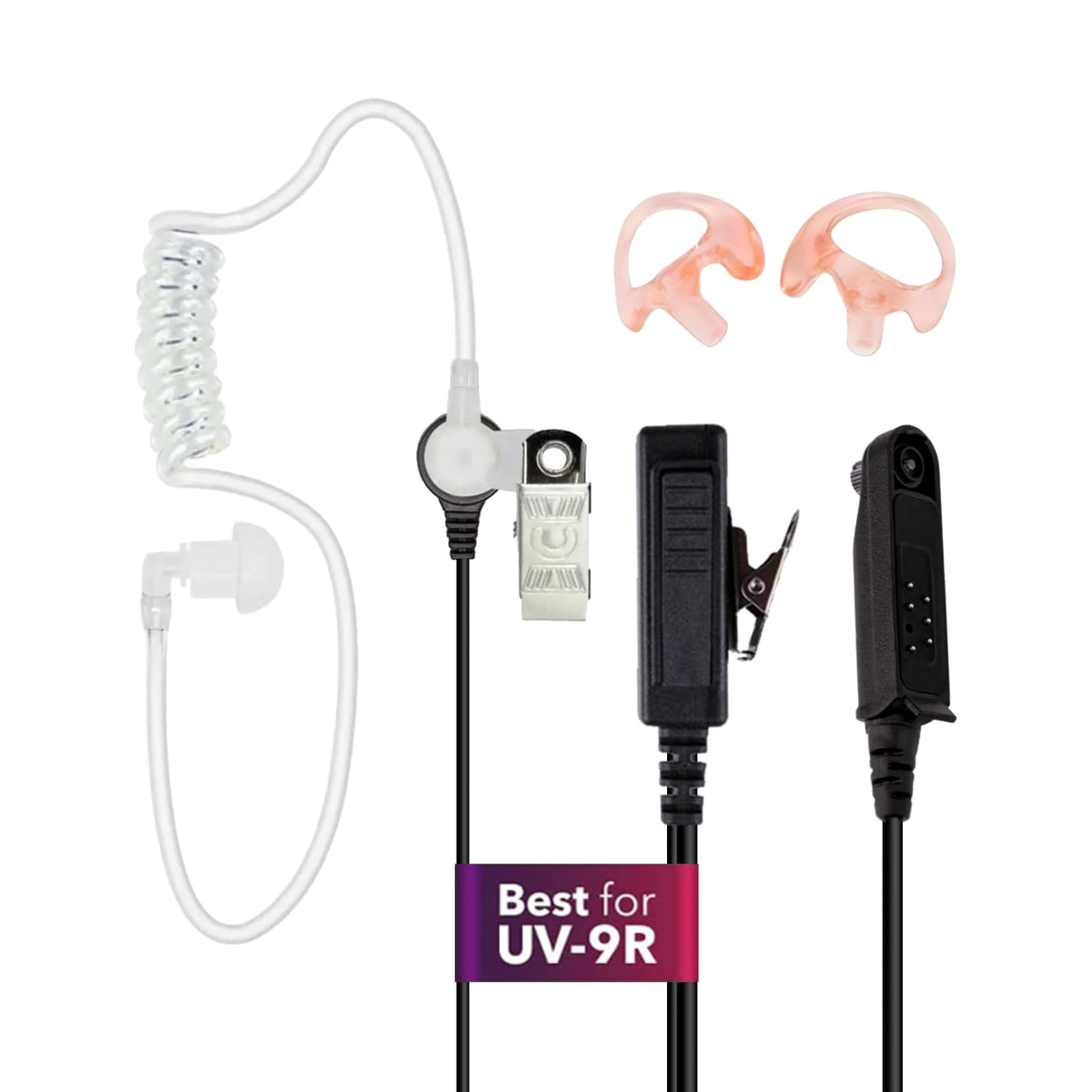 Mirkit Earpiece Headset, Covert Acoustic Tube Radio Earpiece With Mic For Two Way Radios With Reinforced Cable, Compatible With: Baofeng Uv 9R Plus, Bf 9700, A 58, Uv Xr, Uv 5S, Gt 3 Wp
