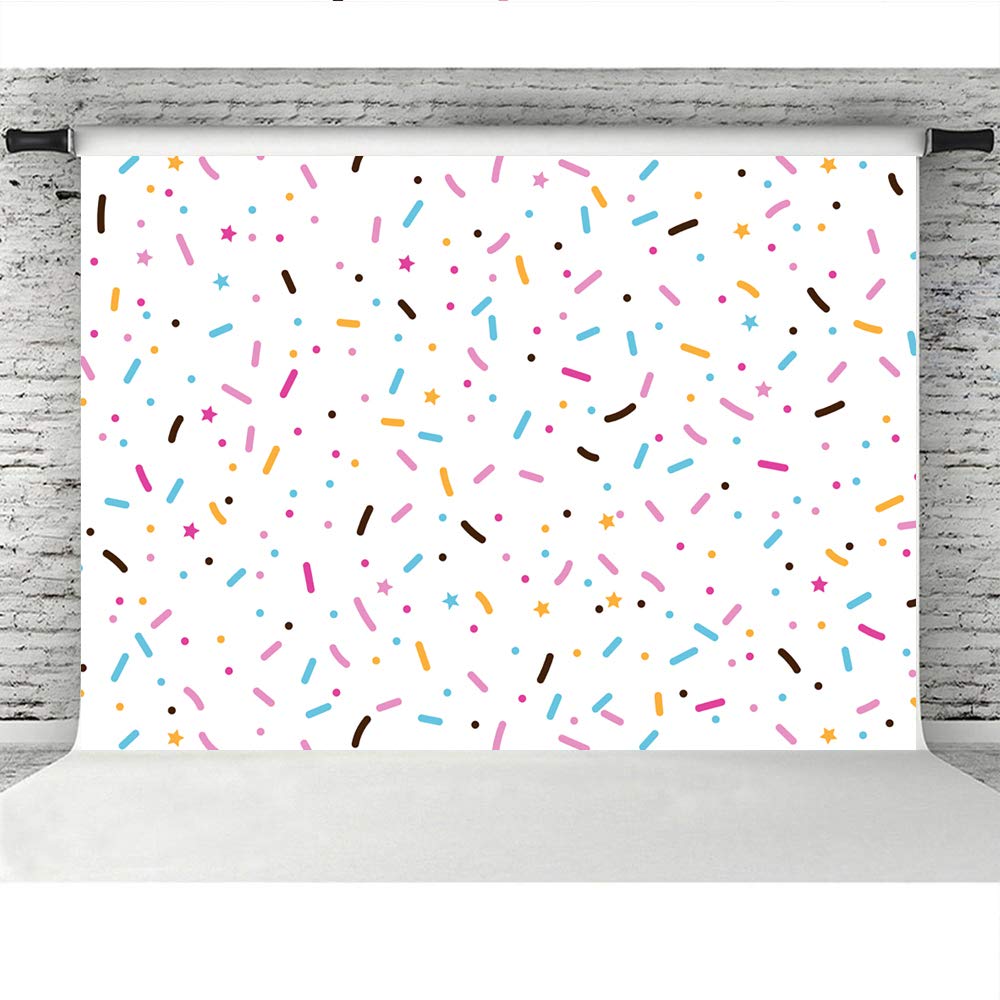 Lofaris Donut Theme Birthday Party Backdrop Donut Grow Up Bright Confetti Background Baby Shower Happy First Birthday Newborn Ba