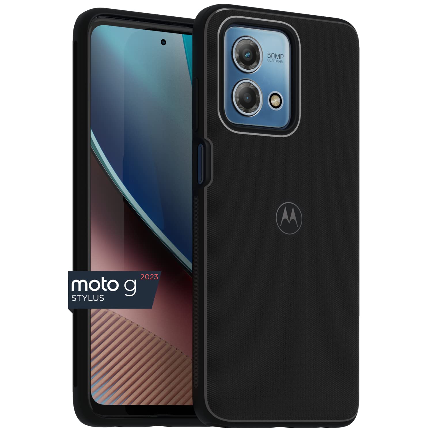 Motorola Moto G Stylus (2023) Textured Protective Case  Black   Precision Fit Shock Absorbing Cases For Enhanced Phone Grip, Sty